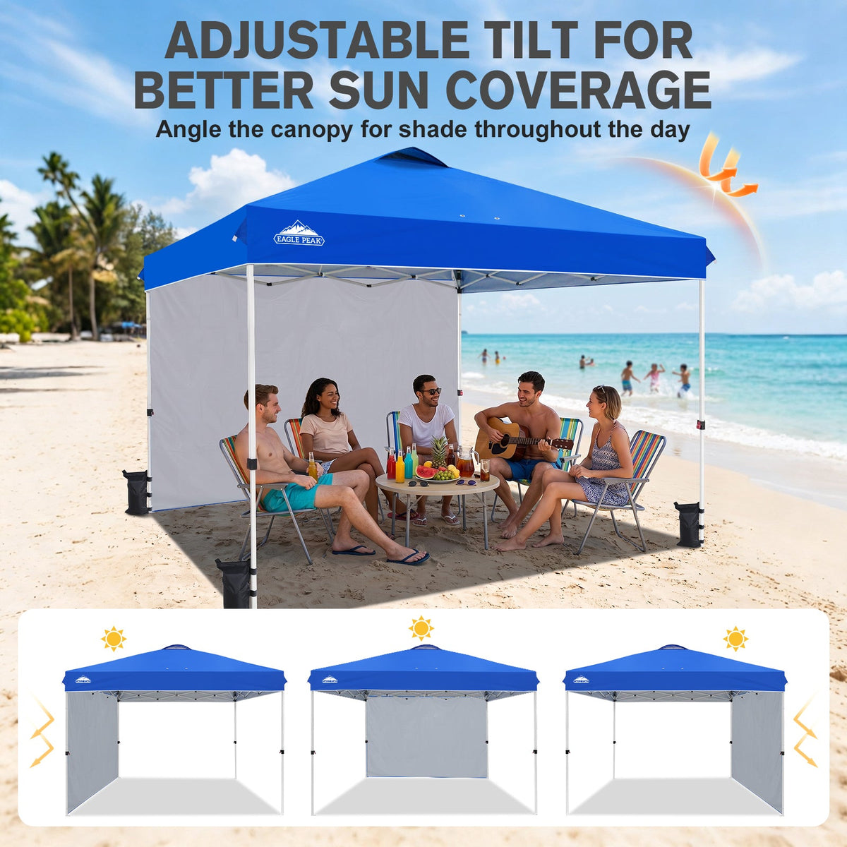 12x12 Pop Up Canopy Tent with 1 Sidewall - Eagle Peak®