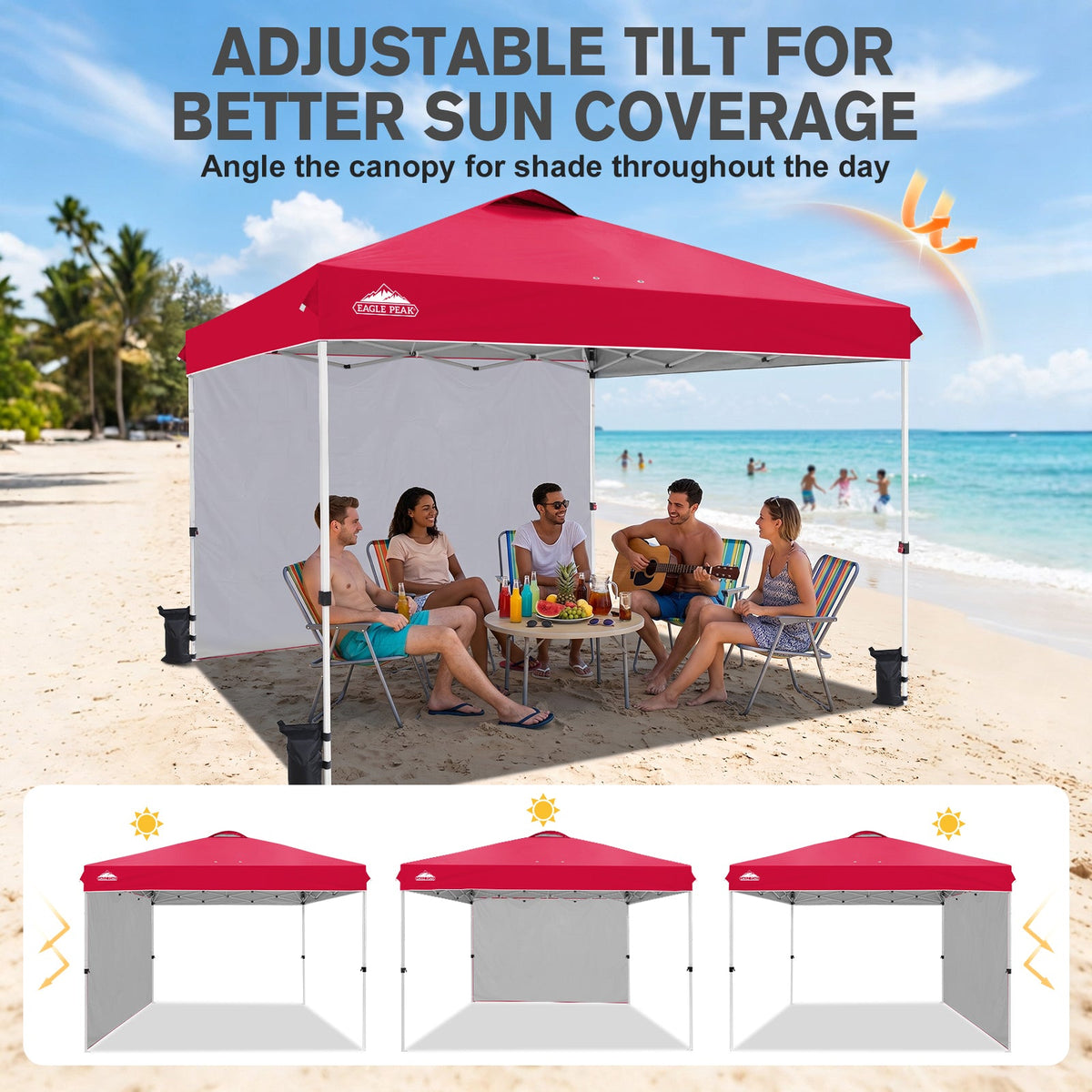 12x12 Pop Up Canopy Tent with 1 Sidewall - Eagle Peak®