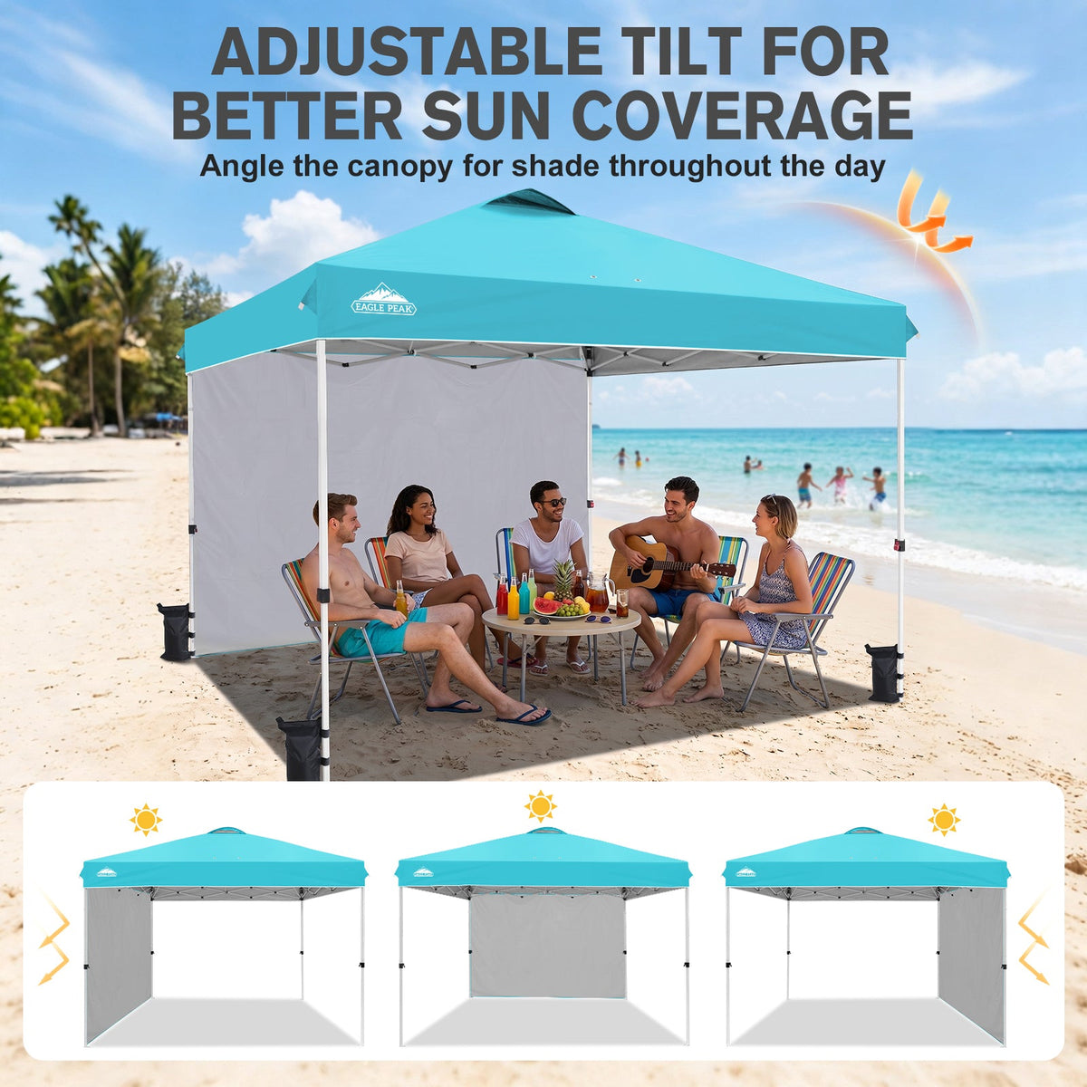 12x12 Pop Up Canopy Tent with 1 Sidewall - Eagle Peak®