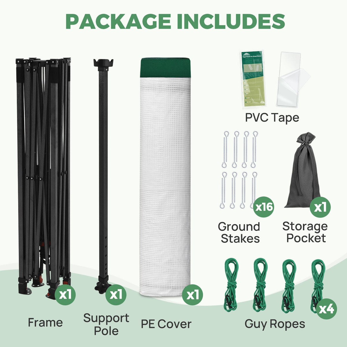 12x8 Walk In Pop Up Greenhouse, Support Pole - Eagle Peak®