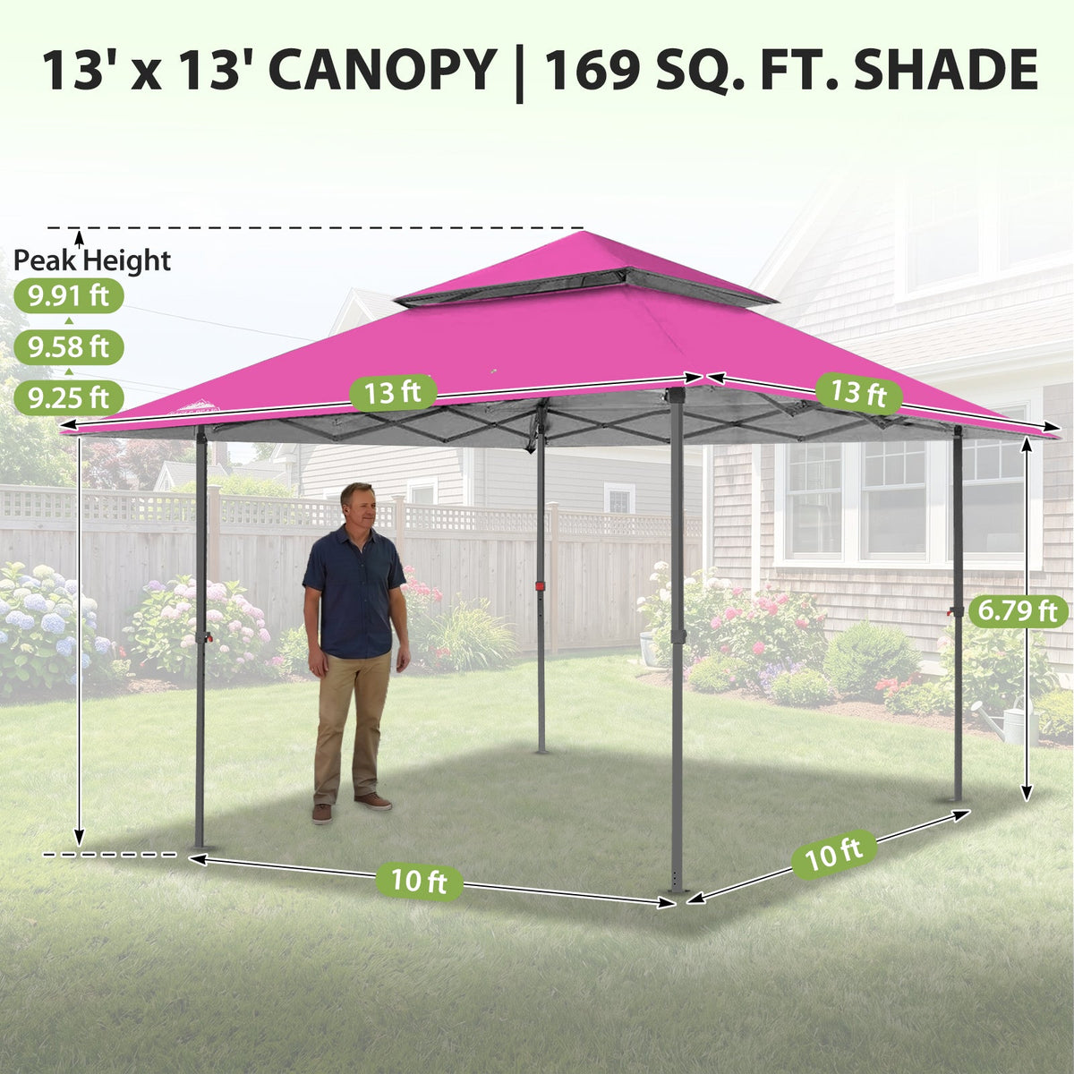 13x13 Pop Up Canopy Tent, Auto Extended Eaves - Eagle Peak®