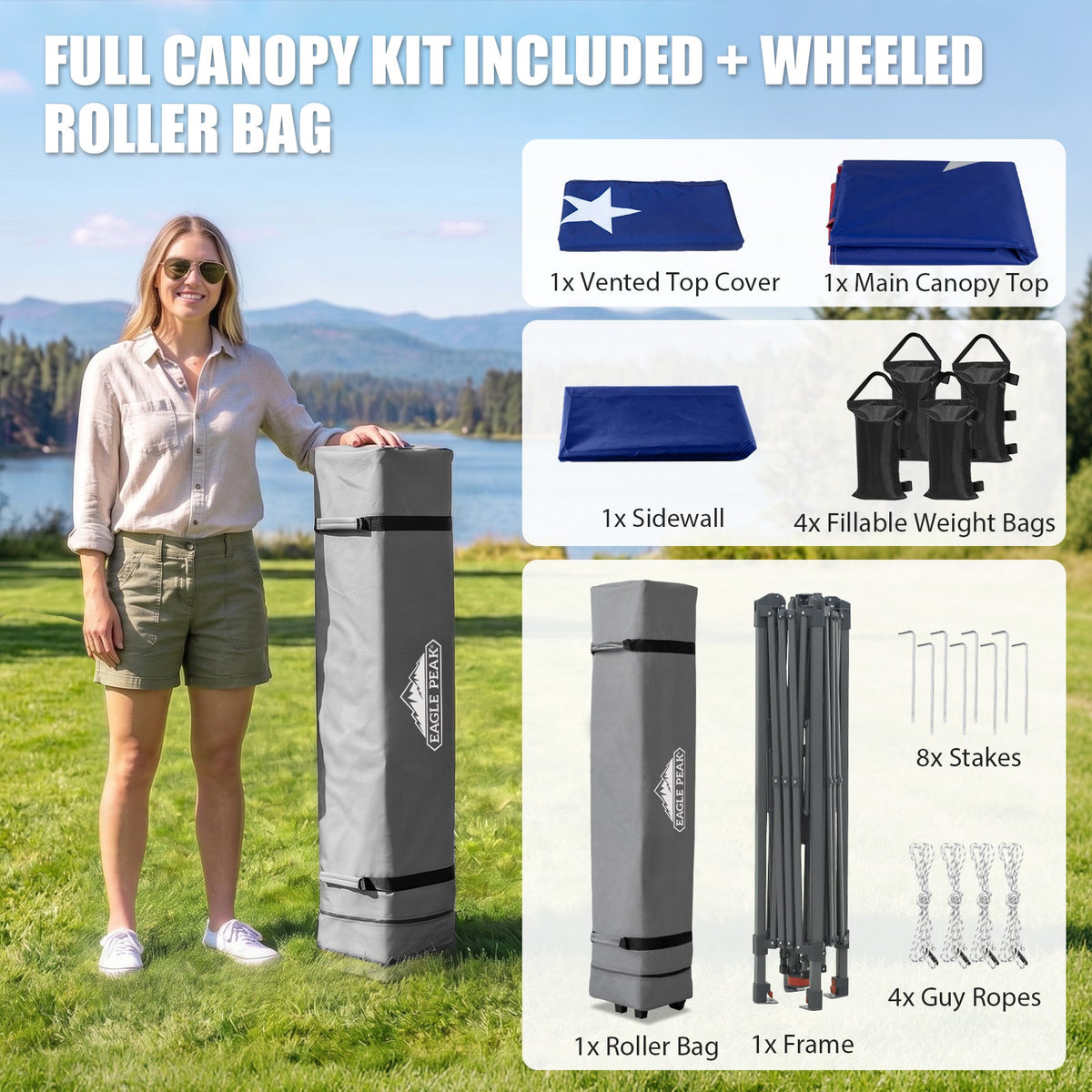 13x13 Pop Up Canopy Tent Sidewall, Extended Eaves - Eagle Peak®