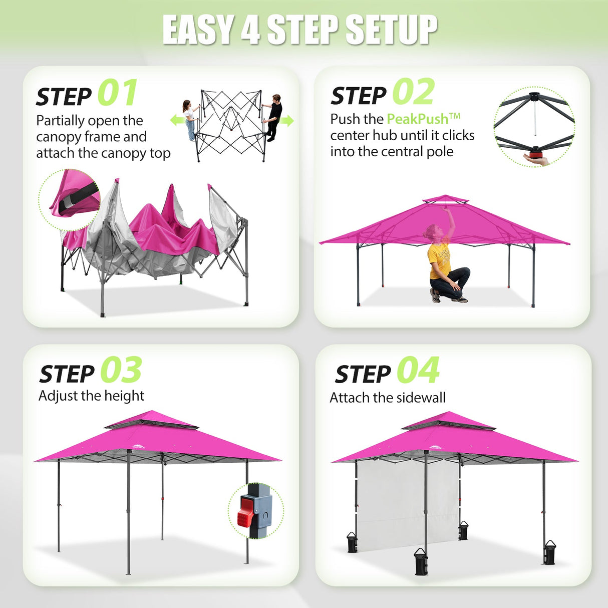 13x13 Pop Up Canopy Tent With Sidewall - Eagle Peak®