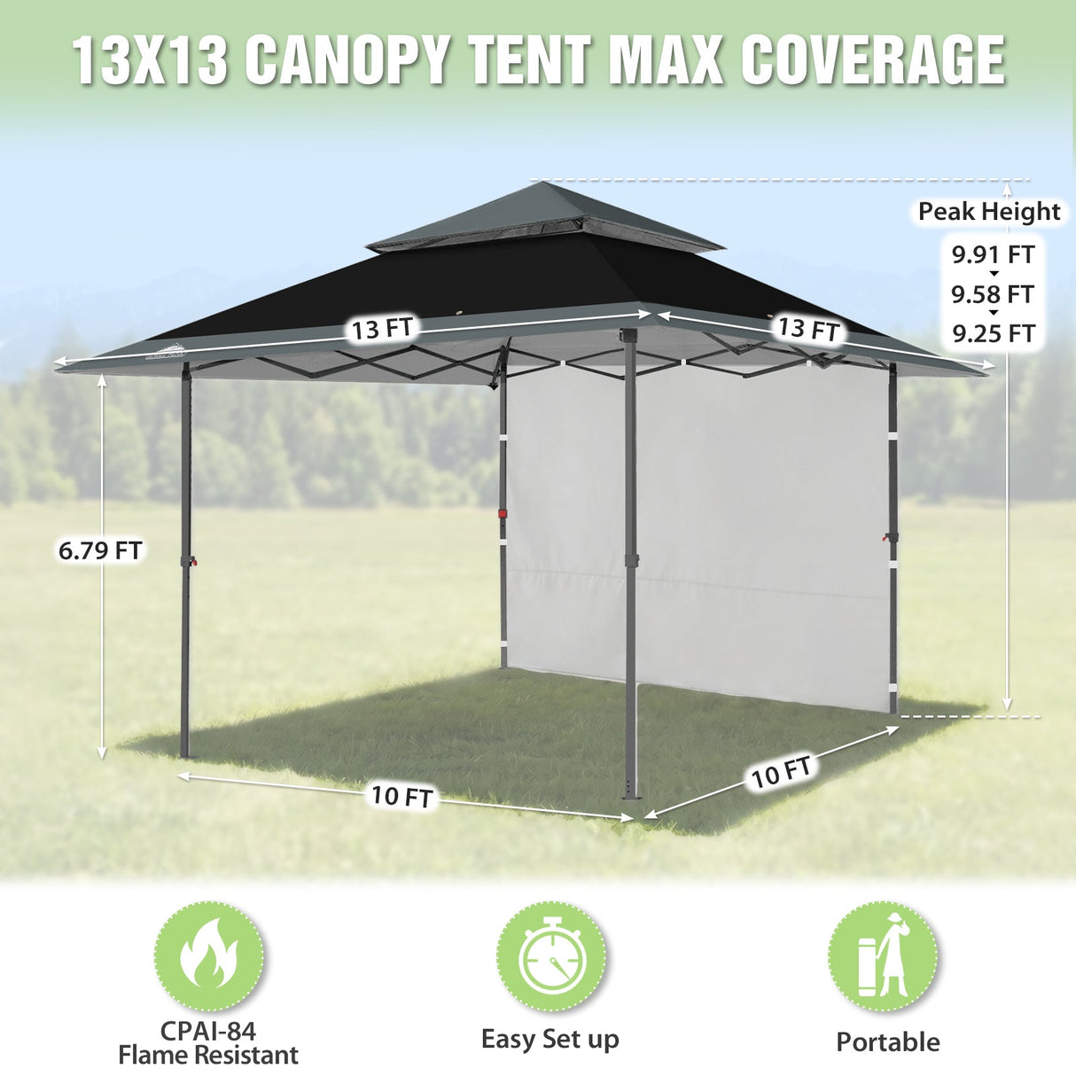 13x13 Pop Up Canopy Tent With Sidewall - Eagle Peak®