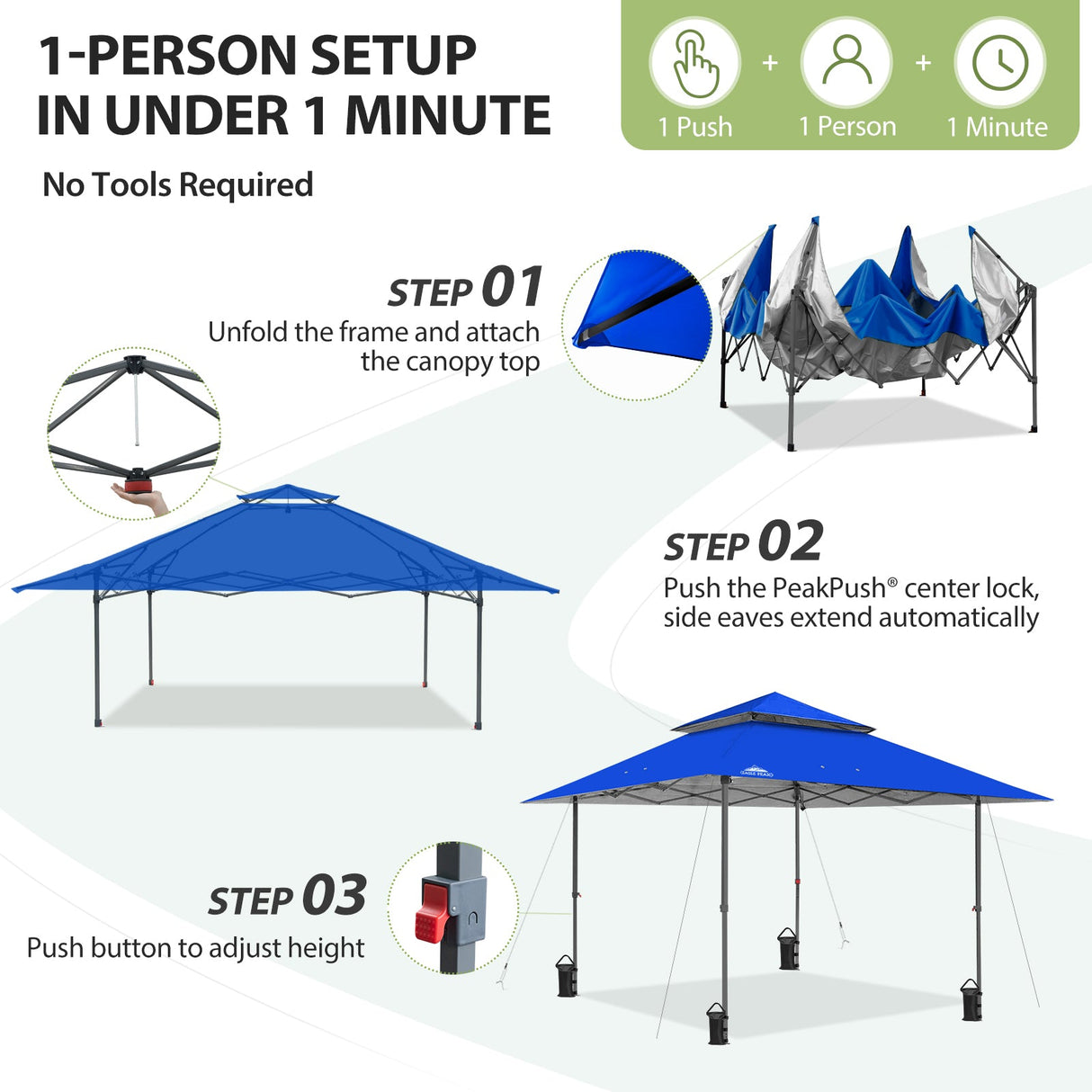 13x13 Straight Leg Pop Up Canopy Tent with 169 sqft of Shade - Eagle Peak®