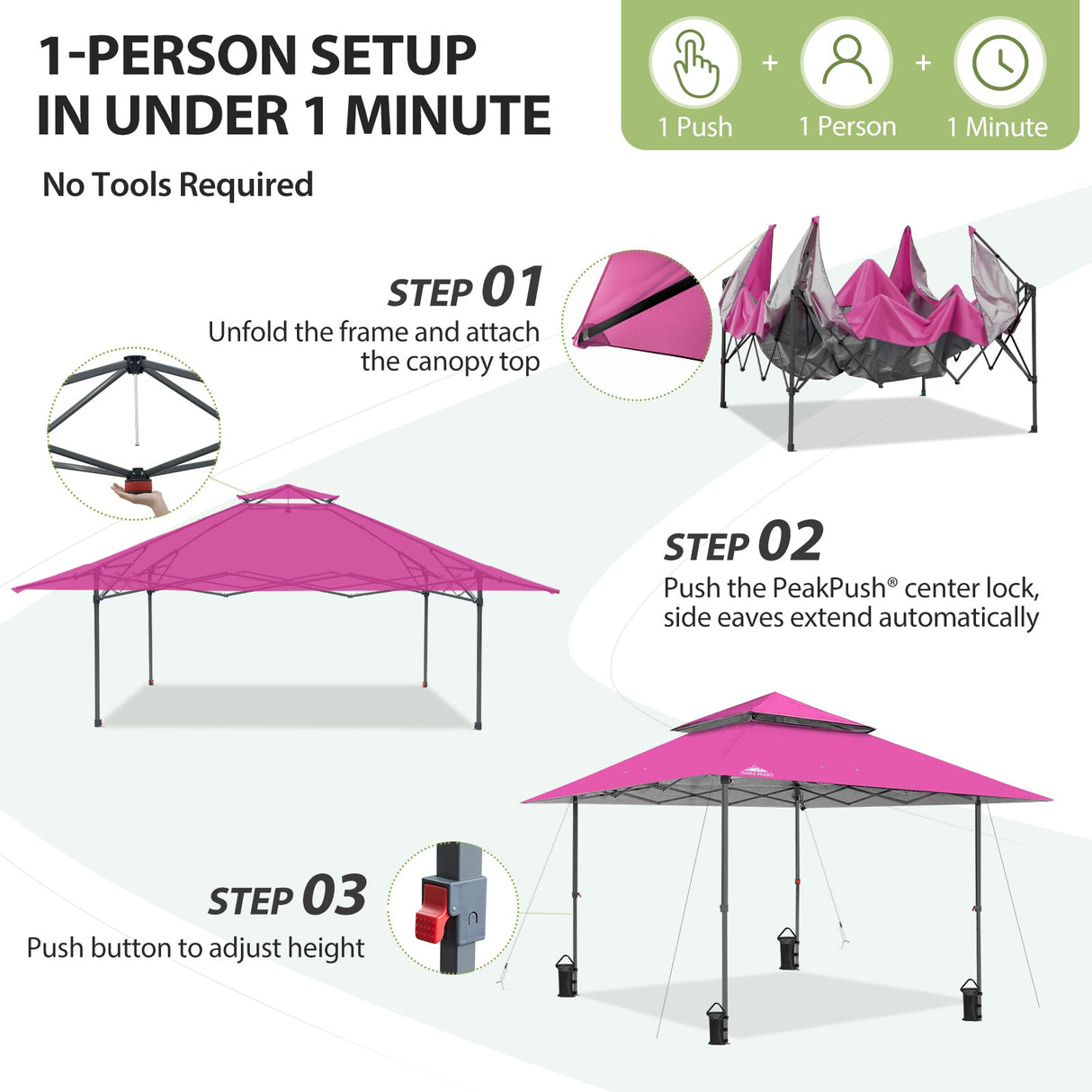 13x13 Straight Leg Pop Up Canopy Tent with 169 sqft of Shade - Eagle Peak®