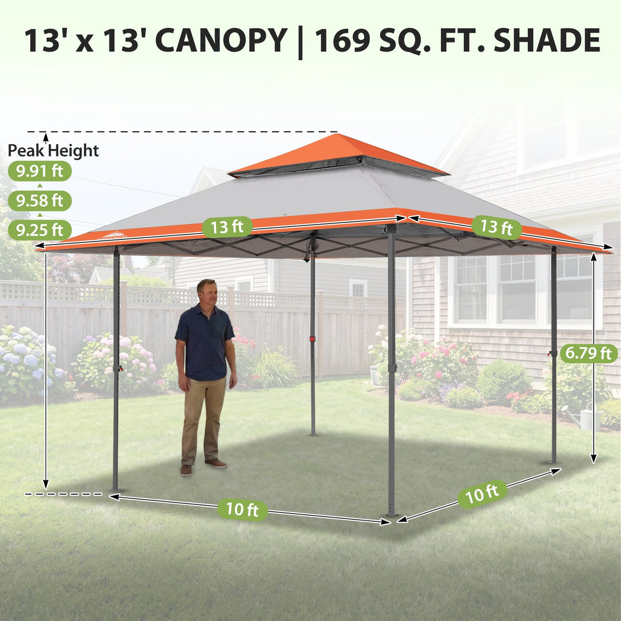 13x13 Straight Leg Pop Up Canopy Tent with 169 sqft of Shade - Eagle Peak®