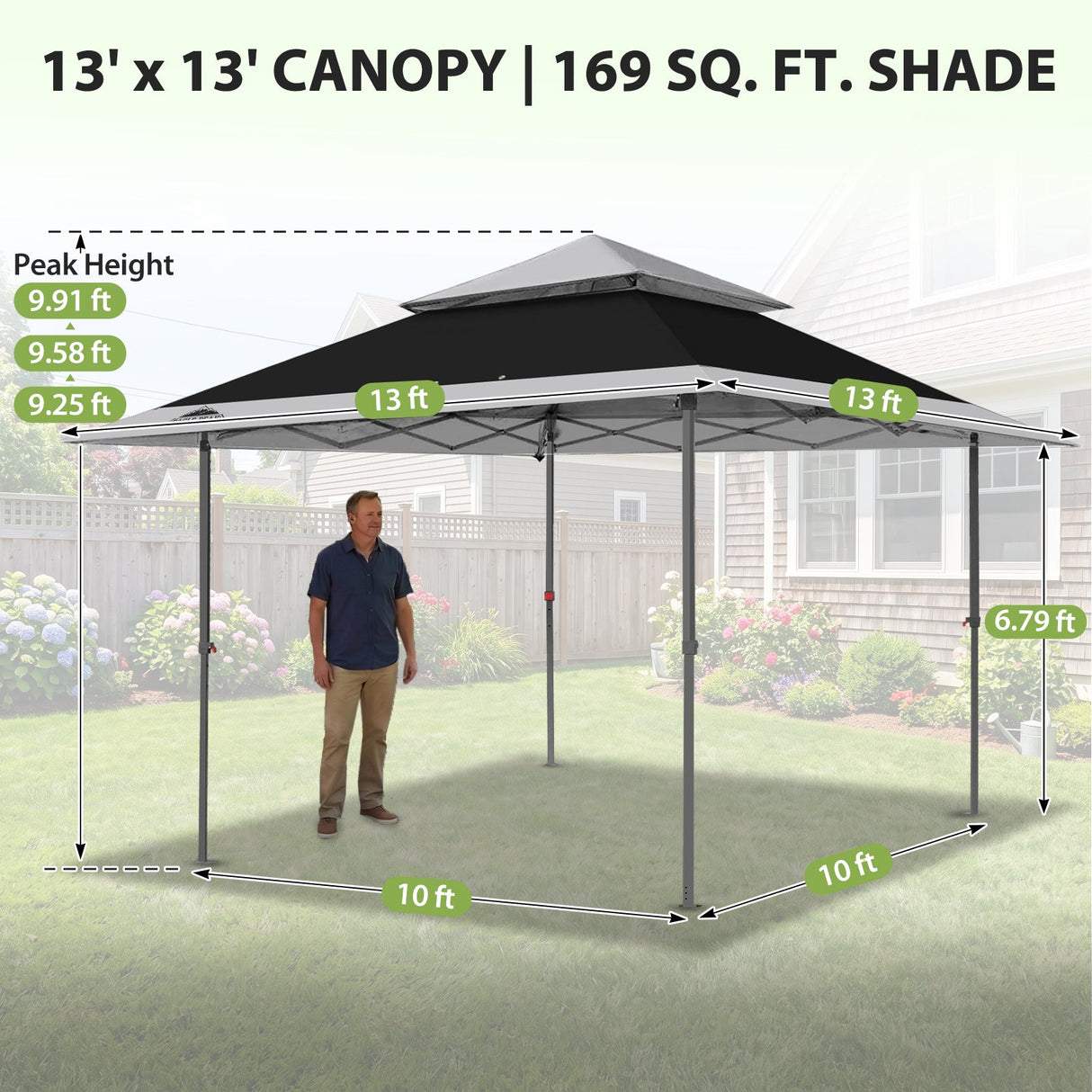 13x13 Straight Leg Pop Up Canopy Tent with 169 sqft of Shade - Eagle Peak®