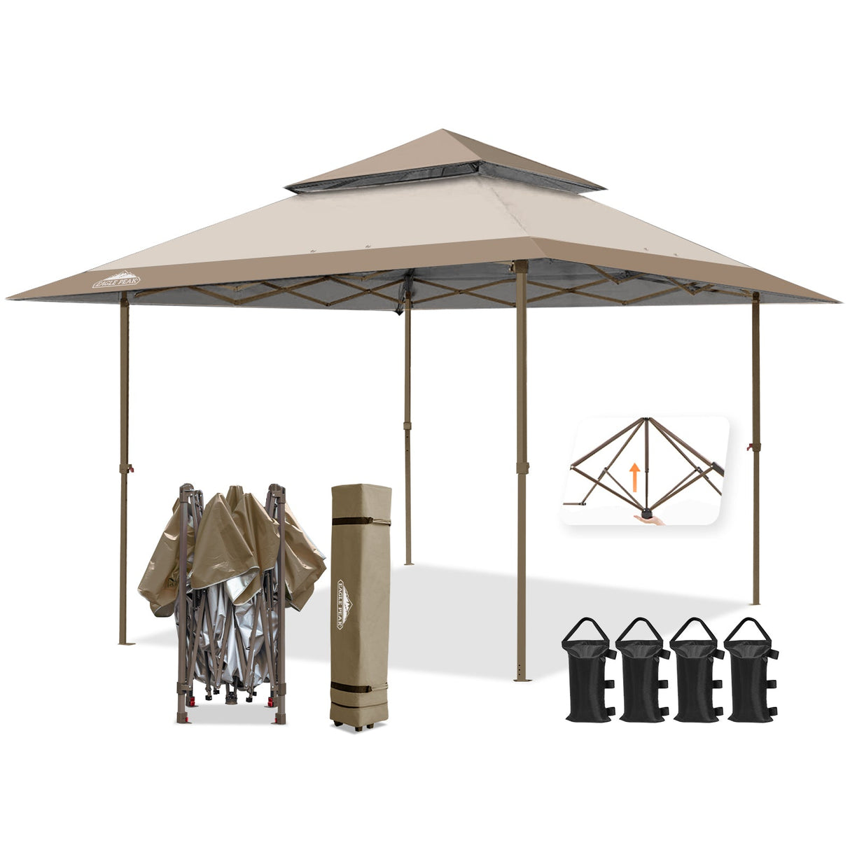 13x13 Straight Leg Pop Up Canopy Tent with 169 sqft of Shade - Eagle Peak Custom Canopy Tent