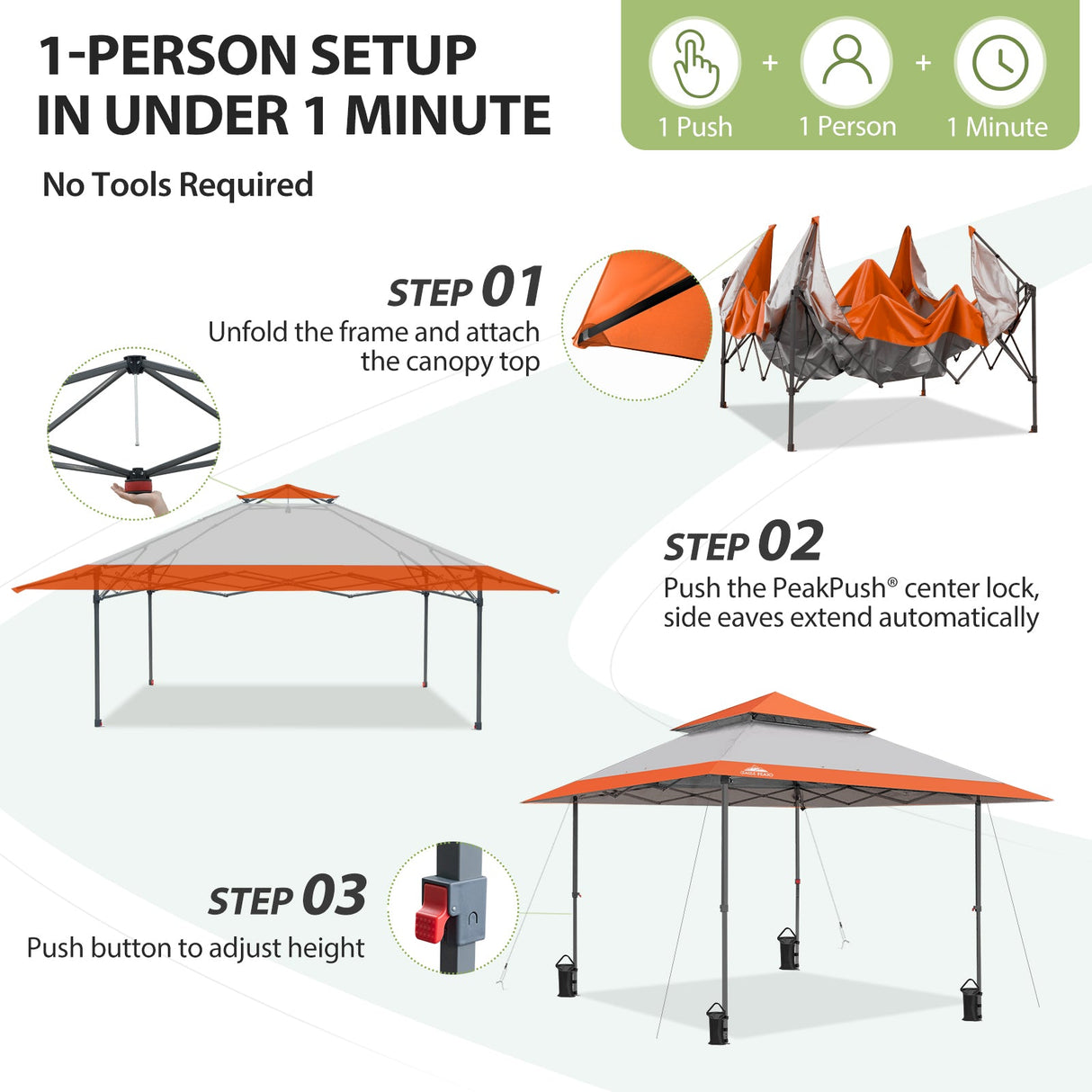 13x13 Straight Leg Pop Up Canopy Tent with 169 sqft of Shade - Eagle Peak®