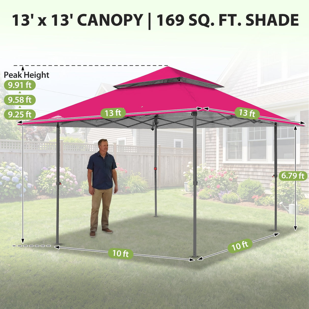 13x13 Straight Leg Pop Up Canopy Tent with 169 sqft of Shade - Eagle Peak®