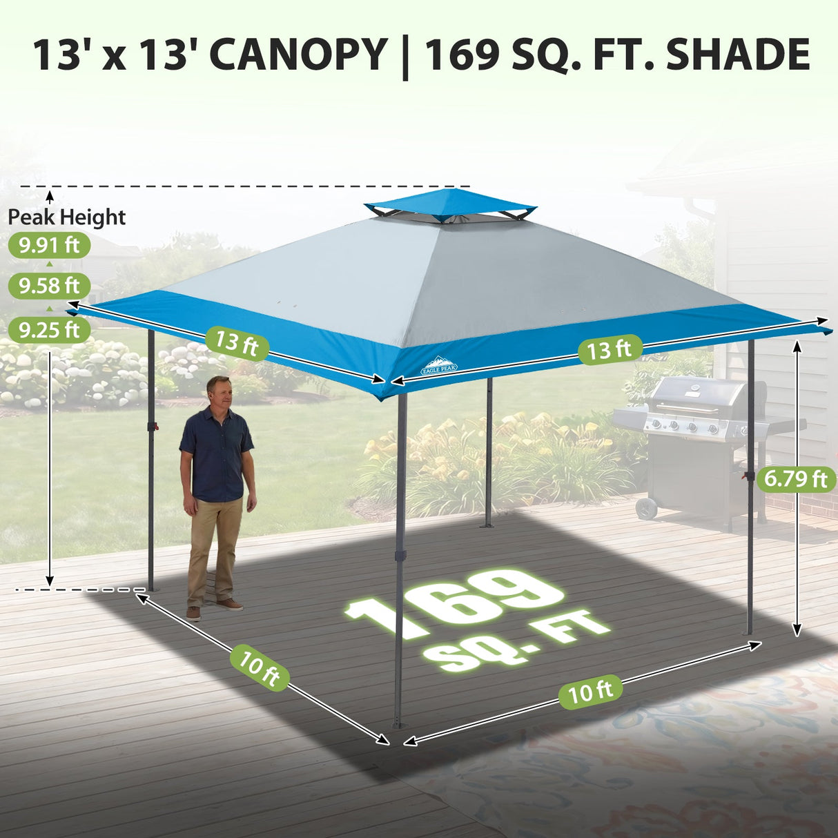 13x13 Straight Leg Pop Up Canopy Tent with 169 sqft of Shade - Eagle Peak®