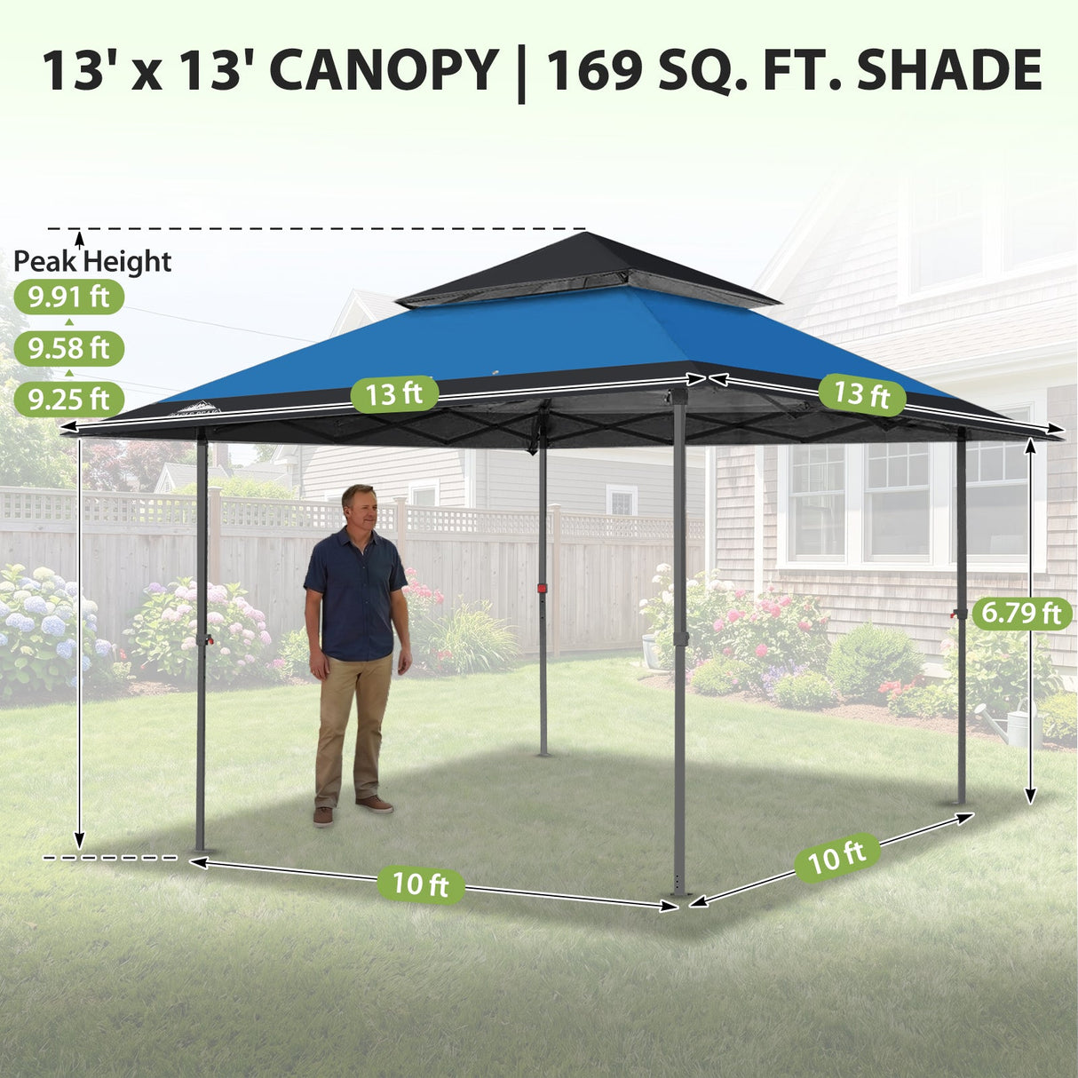 13x13 Straight Leg Pop Up Canopy Tent with 169 sqft of Shade - Eagle Peak®