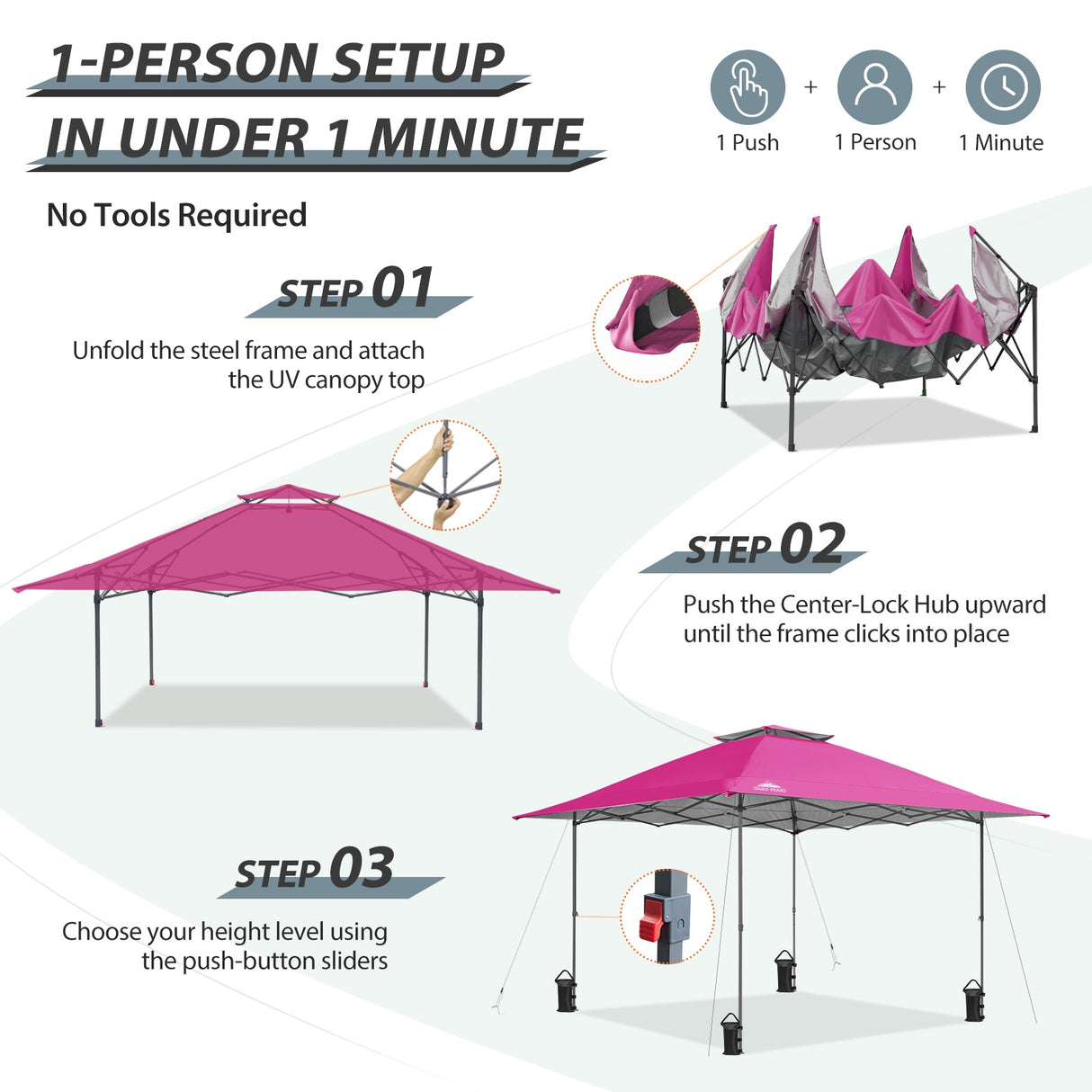13x13 Straight Leg Pop Up Canopy Tent with 169 sqft of Shade - Eagle Peak Custom Canopy Tent