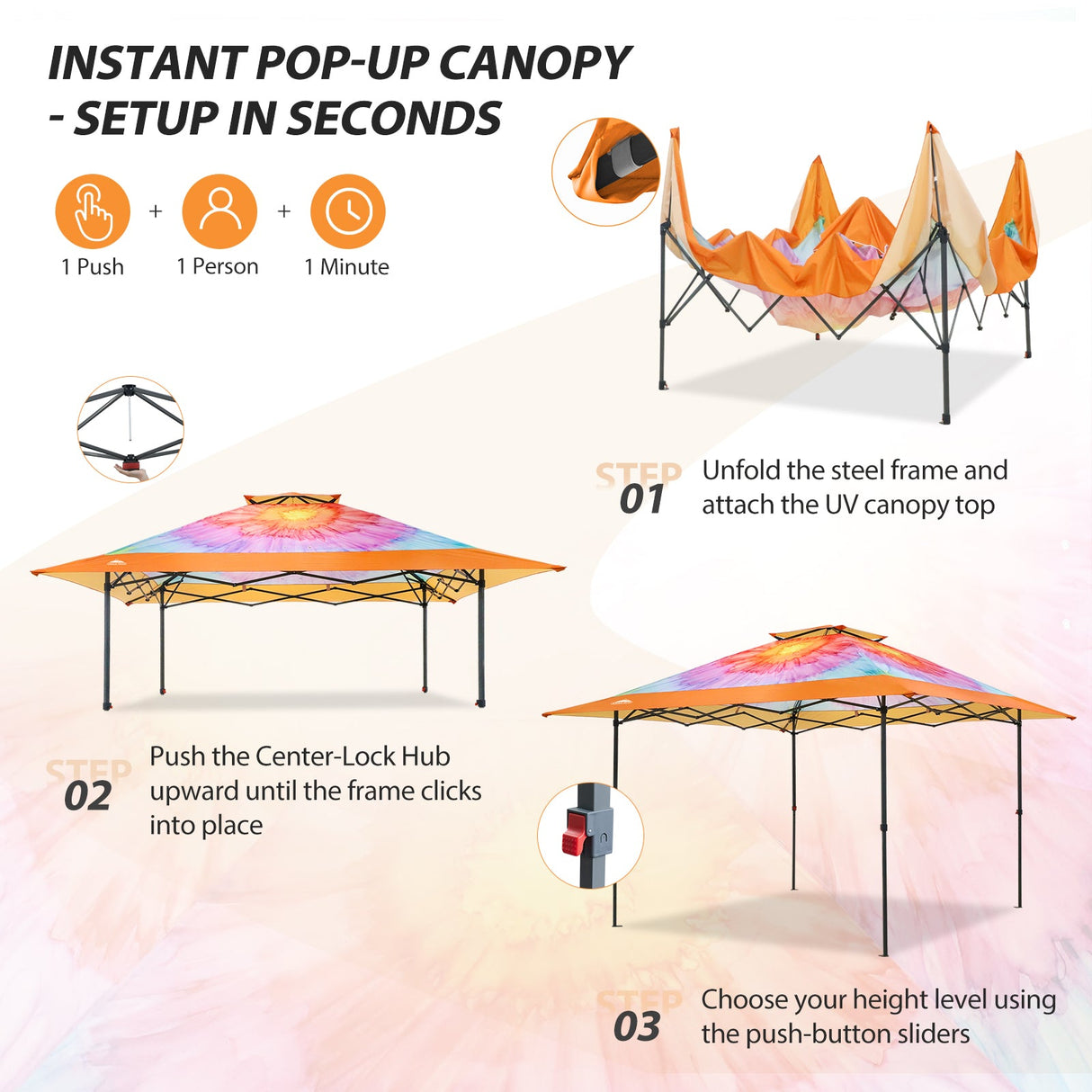 13x13 Straight Leg Pop Up Canopy Tent with 169 sqft of Shade - Eagle Peak