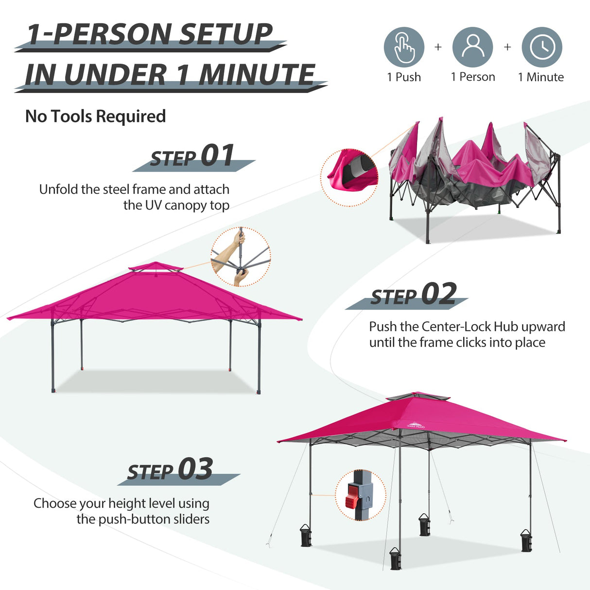 13x13 Straight Leg Pop Up Canopy Tent with 169 sqft of Shade - Eagle Peak Custom Canopy Tent