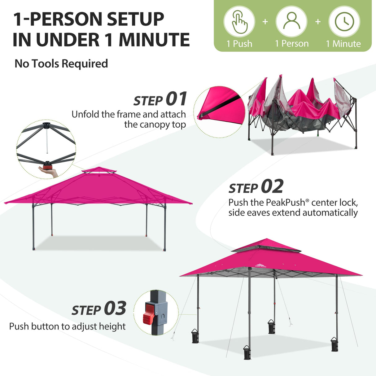 13x13 Straight Leg Pop Up Canopy Tent with 169 sqft of Shade - Eagle Peak®