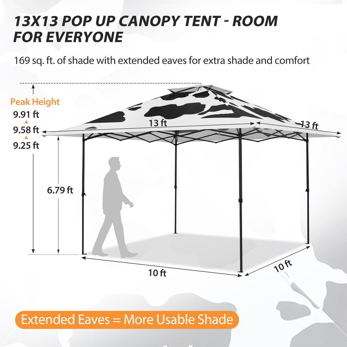 13x13 Straight Leg Pop Up Canopy Tent with 169 sqft of Shade - Eagle Peak