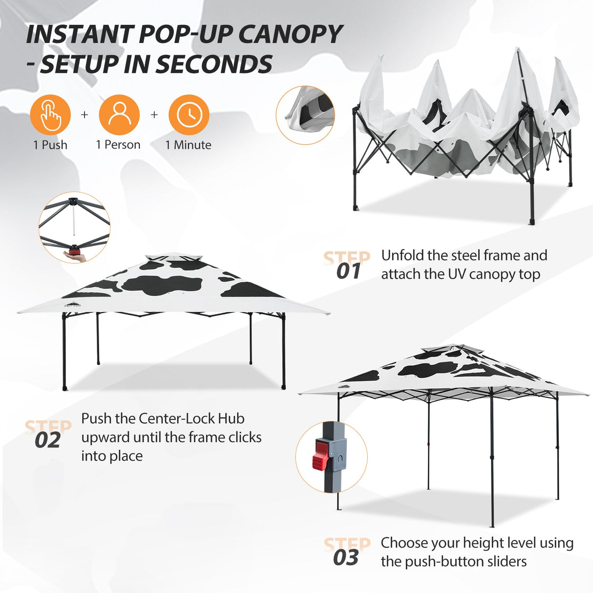 13x13 Straight Leg Pop Up Canopy Tent with 169 sqft of Shade - Eagle Peak