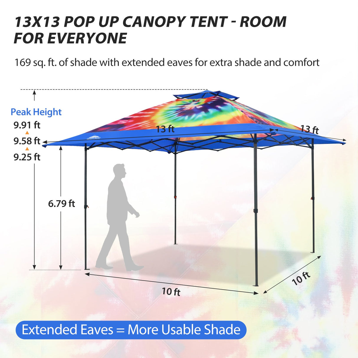 13x13 Straight Leg Pop Up Canopy Tent with 169 sqft of Shade - Eagle Peak
