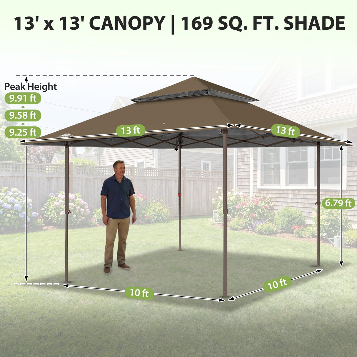 13x13 Straight Leg Pop Up Canopy Tent with 169 sqft of Shade - Eagle Peak®