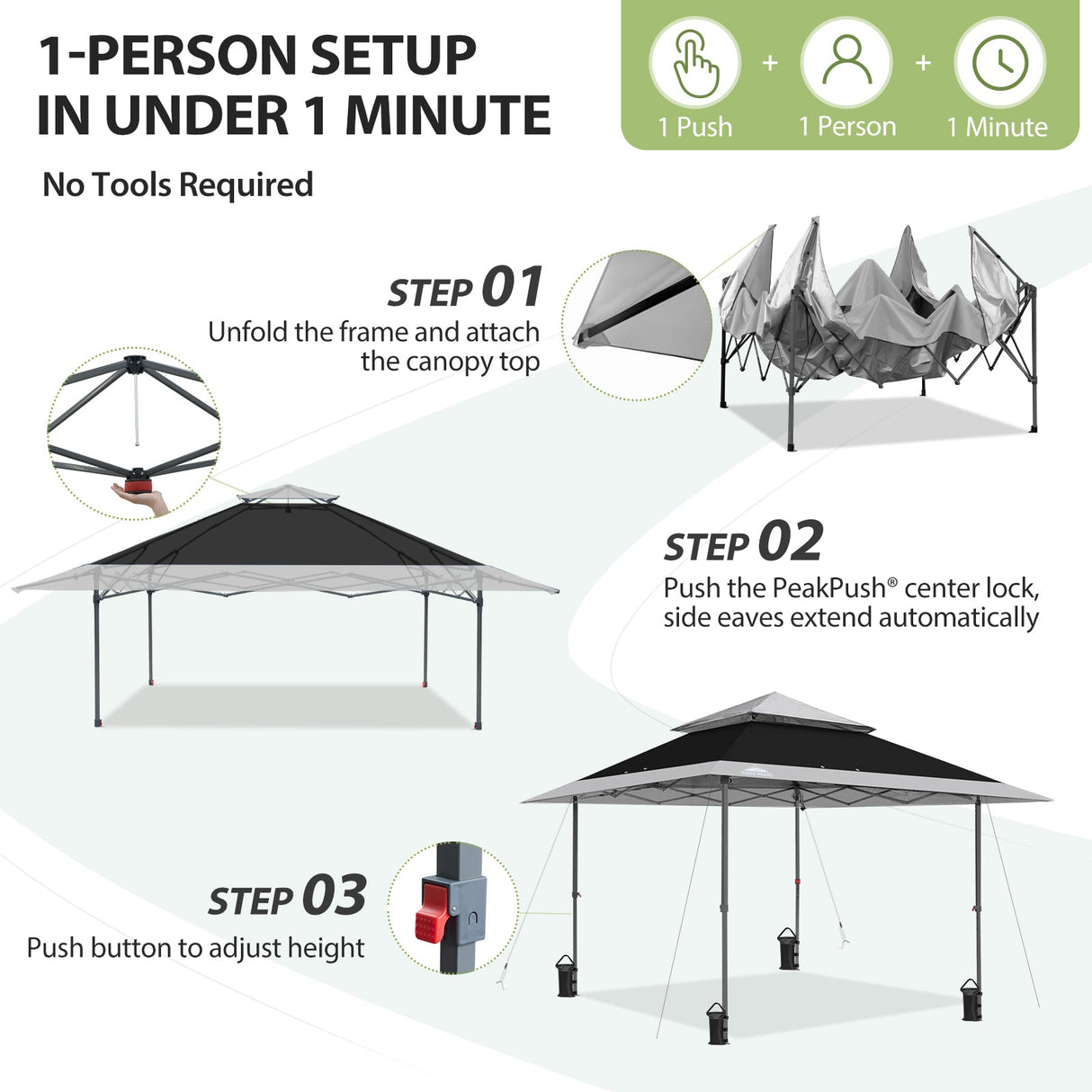 13x13 Straight Leg Pop Up Canopy Tent with 169 sqft of Shade - Eagle Peak®