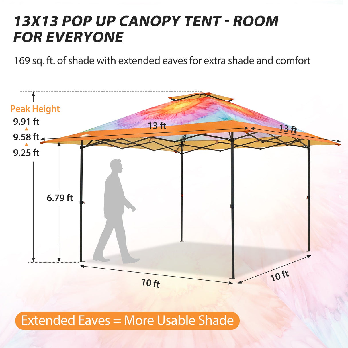 13x13 Straight Leg Pop Up Canopy Tent with 169 sqft of Shade - Eagle Peak