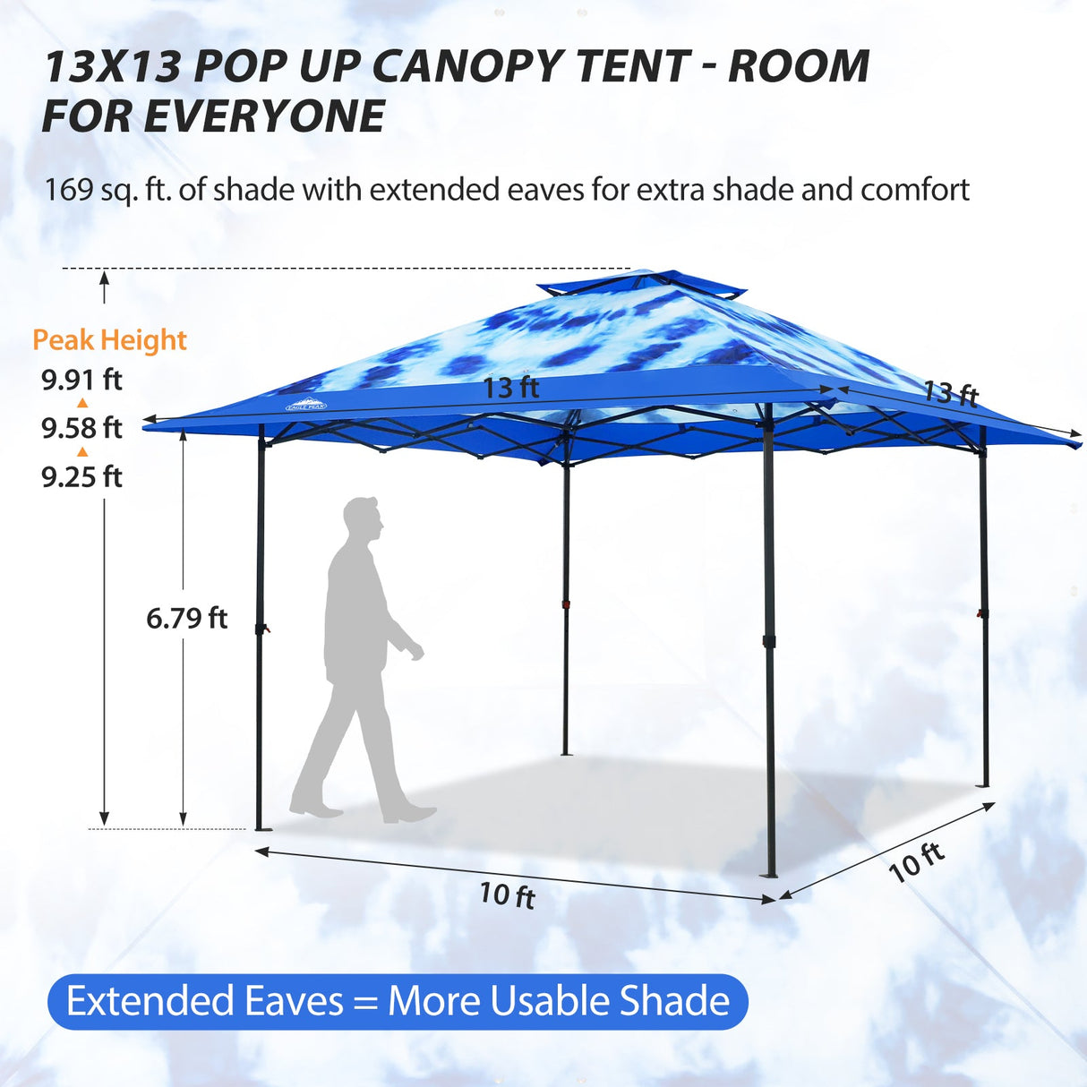 13x13 Straight Leg Pop Up Canopy Tent with 169 sqft of Shade - Eagle Peak