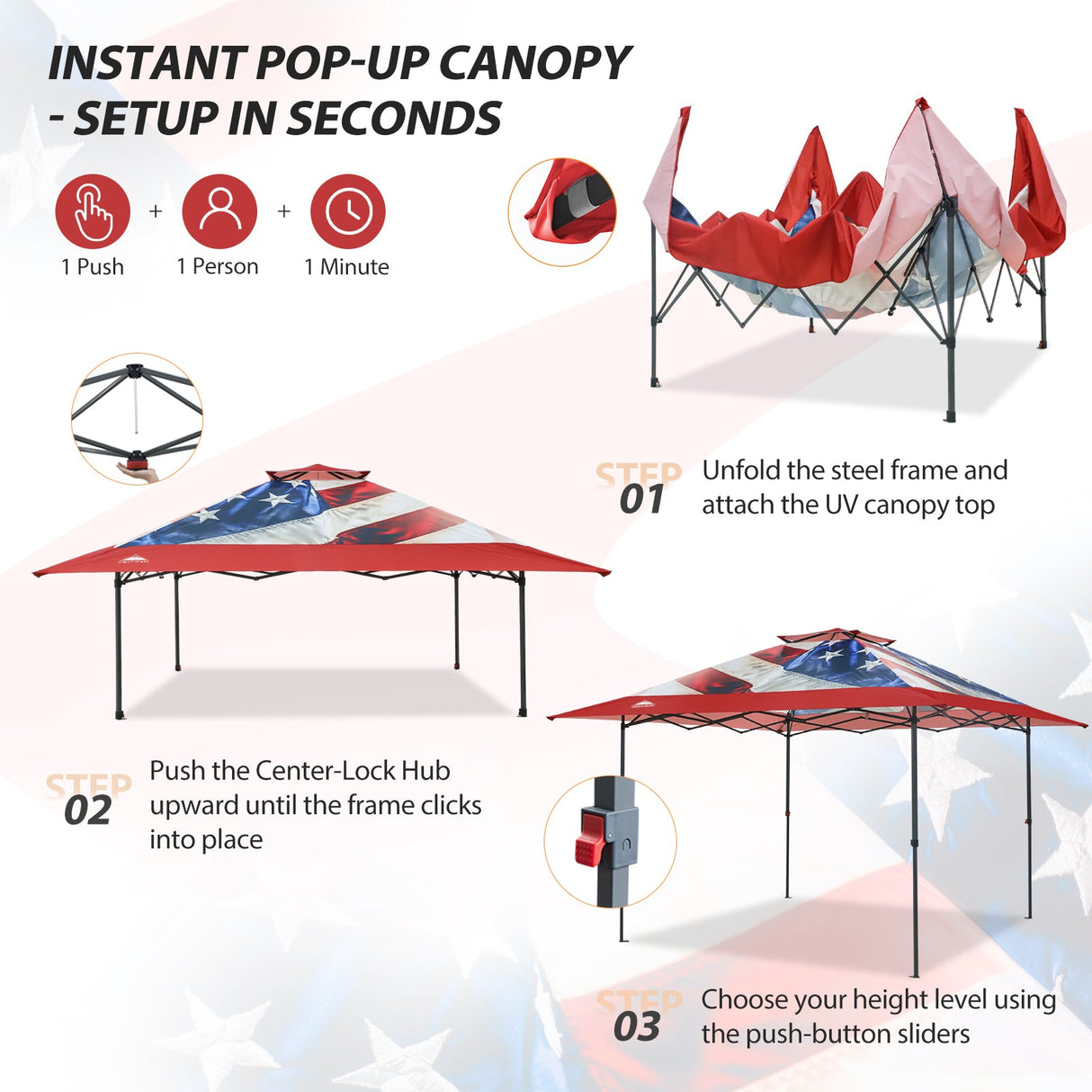 13x13 Straight Leg Pop Up Canopy Tent with 169 sqft of Shade - Eagle Peak