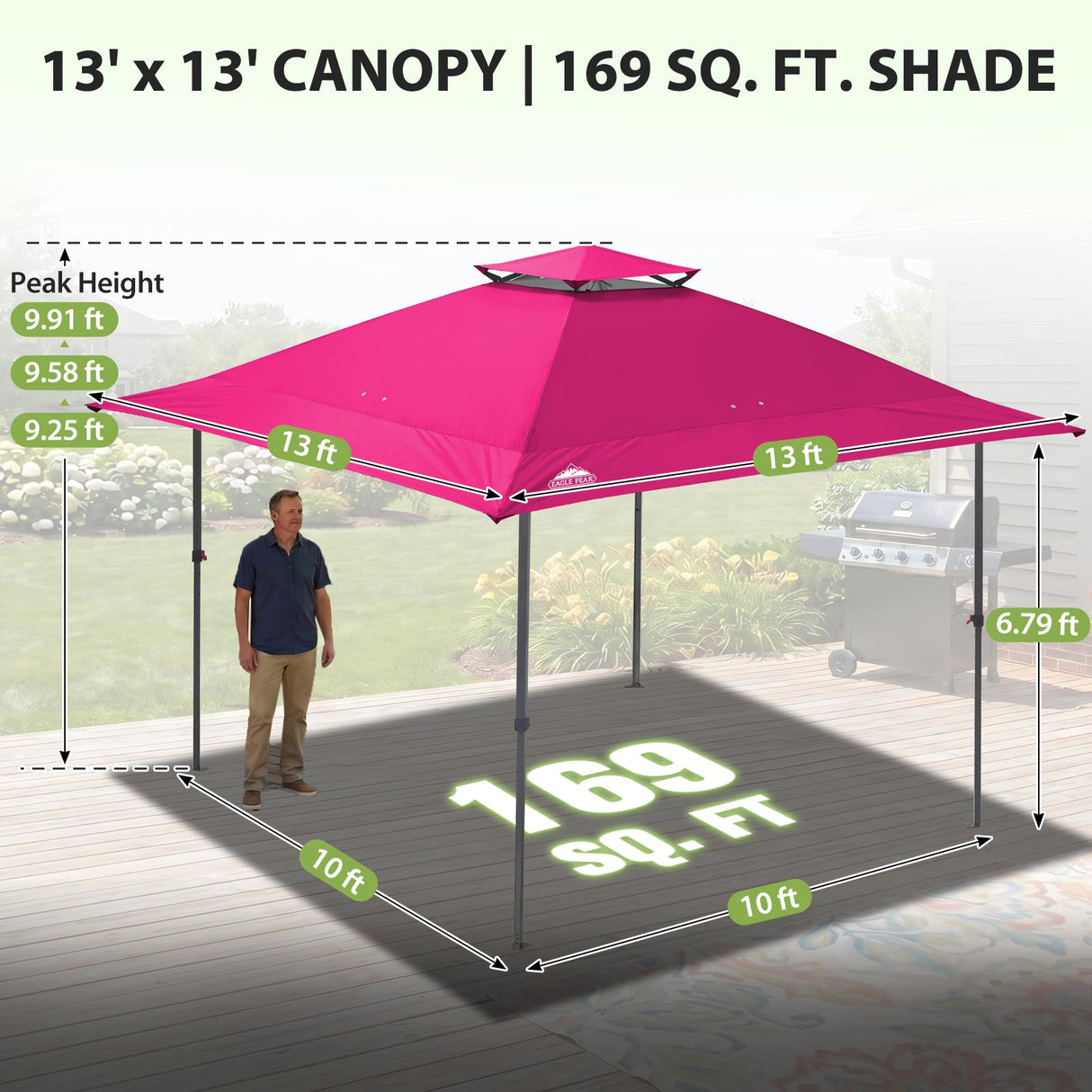 13x13 Straight Leg Pop Up Canopy Tent with 169 sqft of Shade - Eagle Peak®