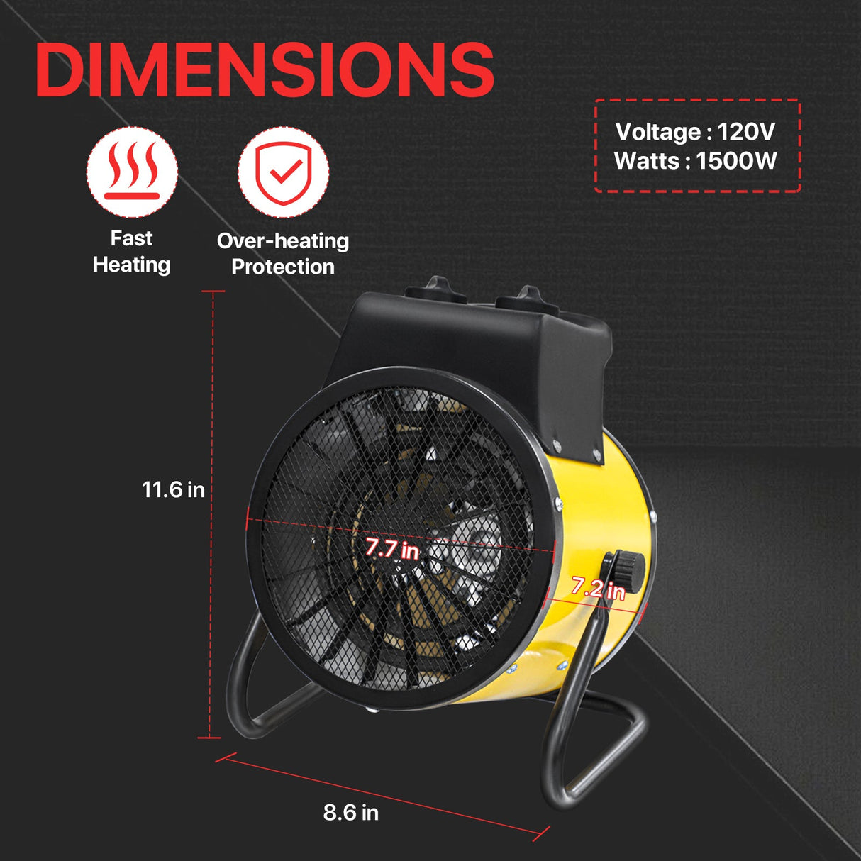 1500W Outdoor Heater, 1/2 Pack, Yellow - Eagle Peak Custom Canopy Tent