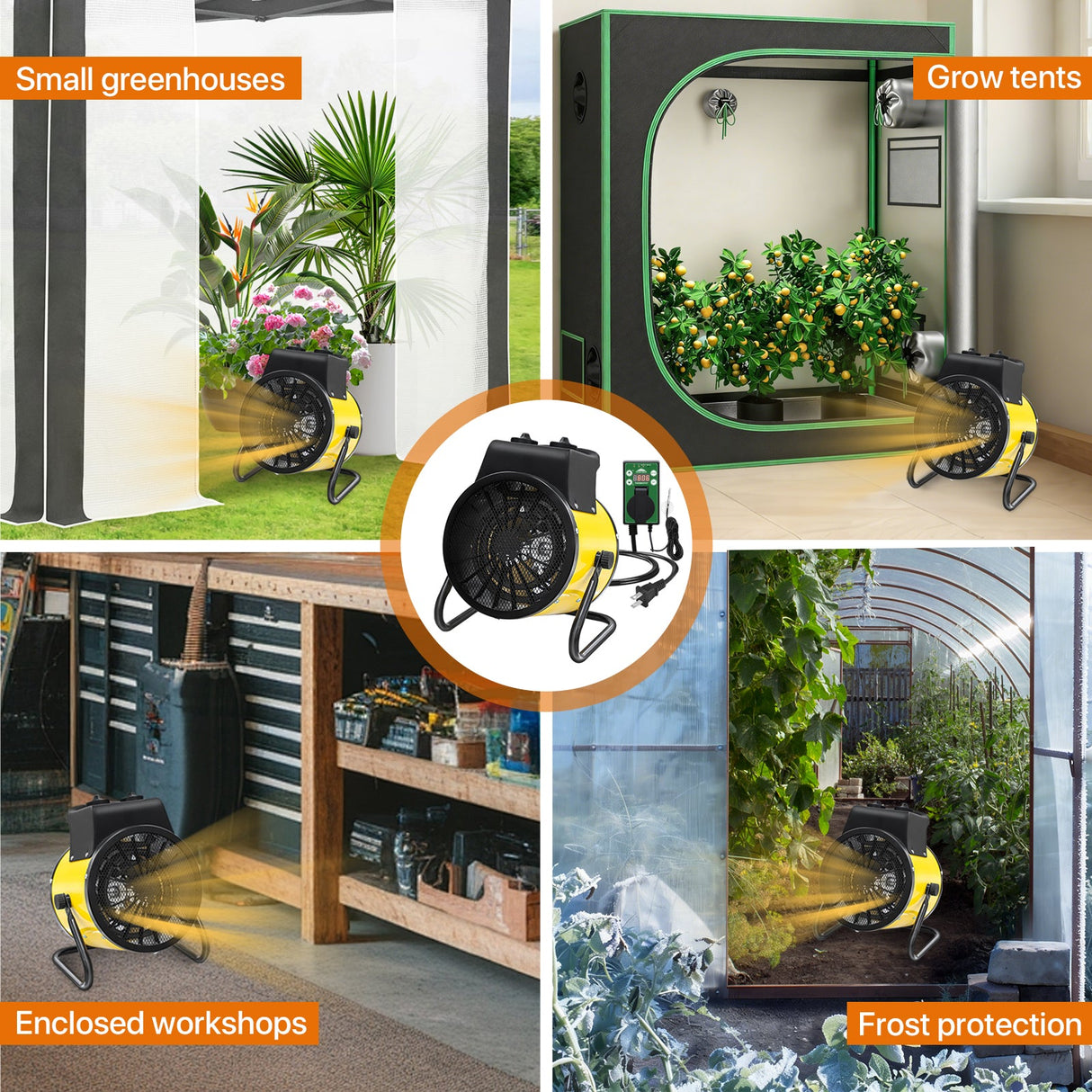1500W Outdoor Heater with Thermostat, Yellow - Eagle Peak Custom Canopy Tent