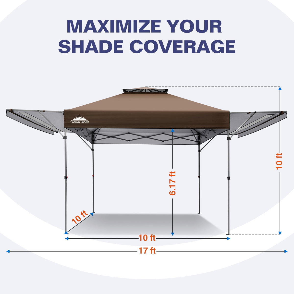 17x10 Pop up Gazebo Canopy Tent, Dual Awnings - Eagle Peak®