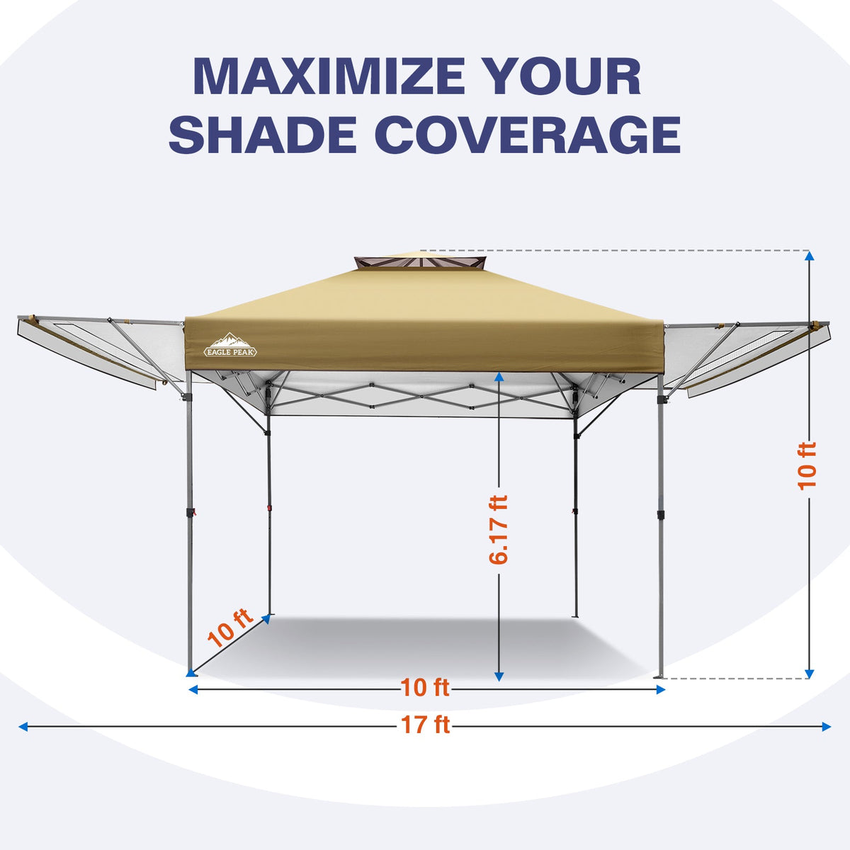 17x10 Pop up Gazebo Canopy Tent, Dual Awnings - Eagle Peak®