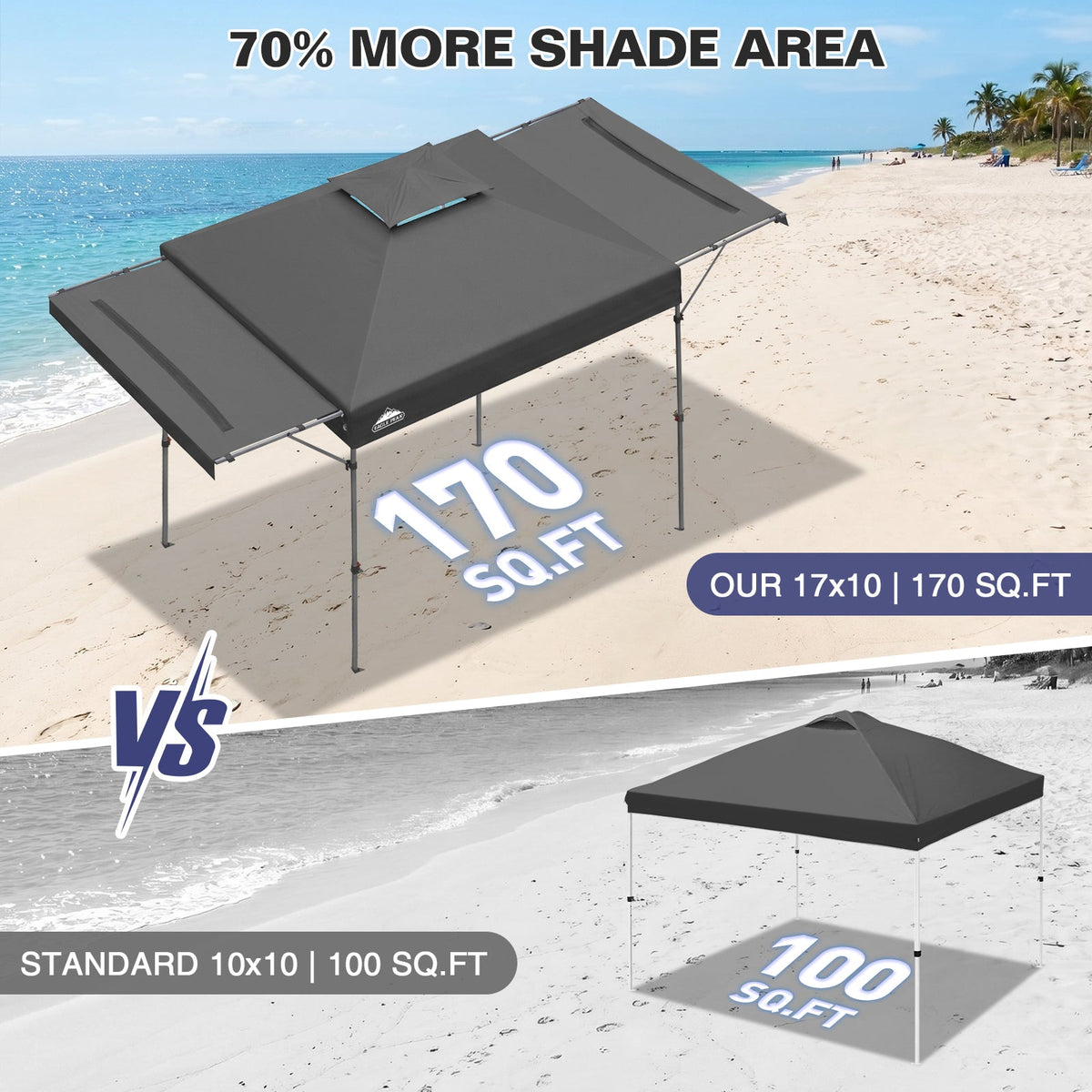 17x10 Pop up Gazebo Canopy Tent, Dual Awnings - Eagle Peak®