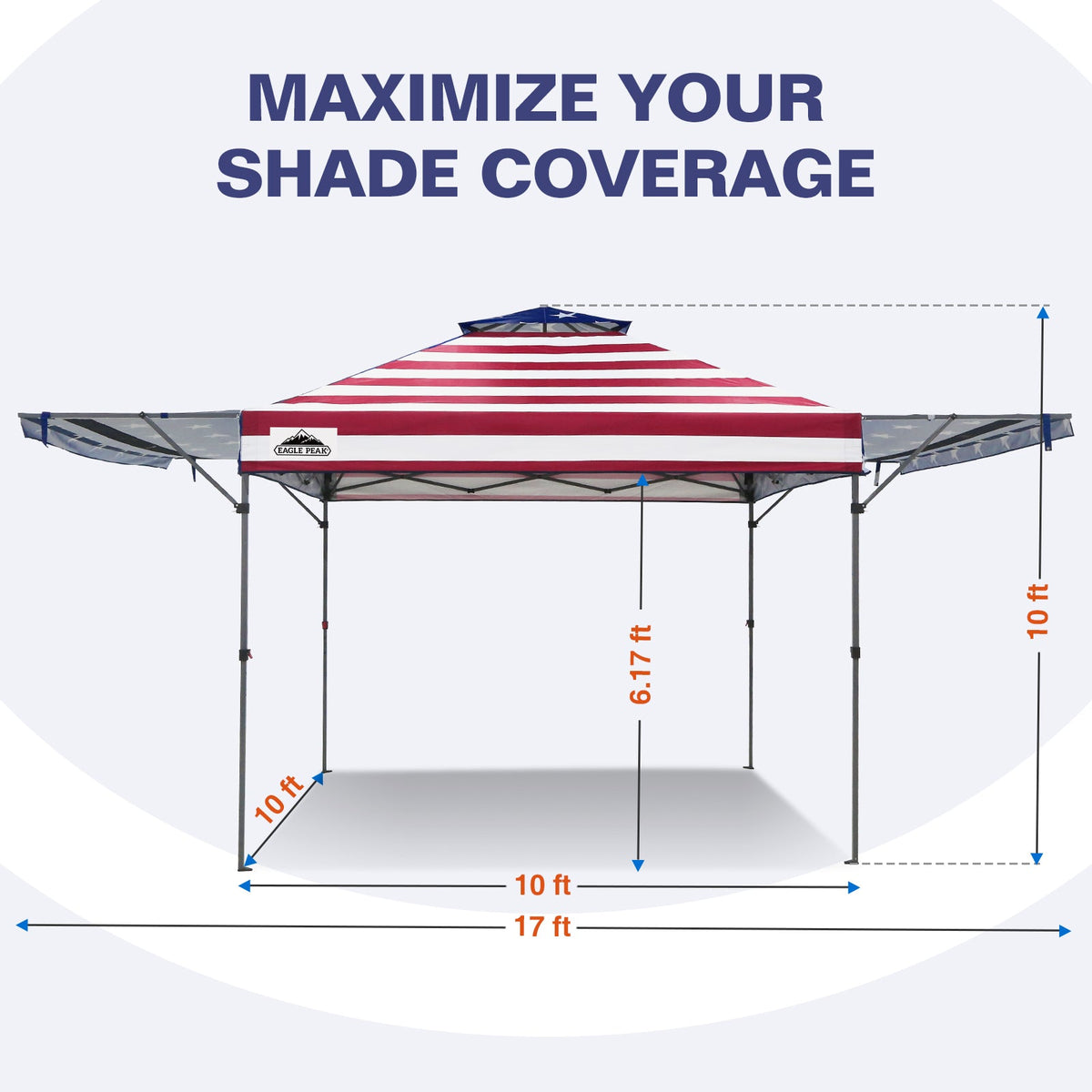 17x10 Pop up Gazebo Canopy Tent, Dual Awnings - Eagle Peak®