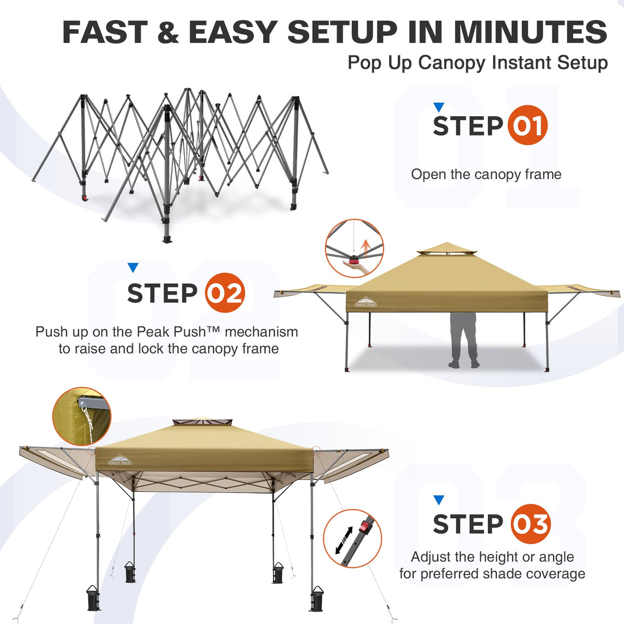 17x10 Pop up Gazebo Canopy Tent Outdoor Instant Canopy Shelter - Eagle Peak
