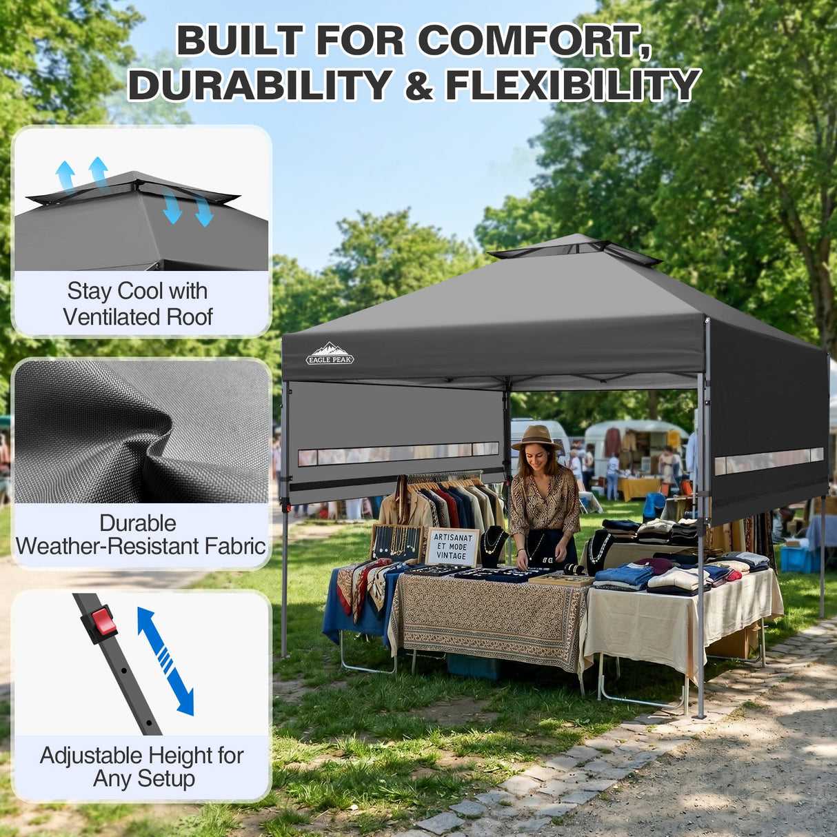 17x10 Pop up Gazebo Canopy Tent Outdoor Instant Canopy Shelter - Eagle Peak®