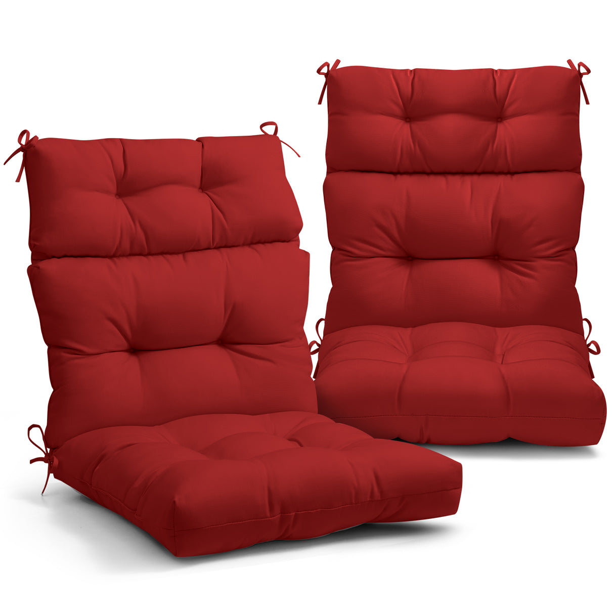 Tufted Outdoor/Indoor High Back Patio Chair Cushion, 2 Pack, 46'' x 22''