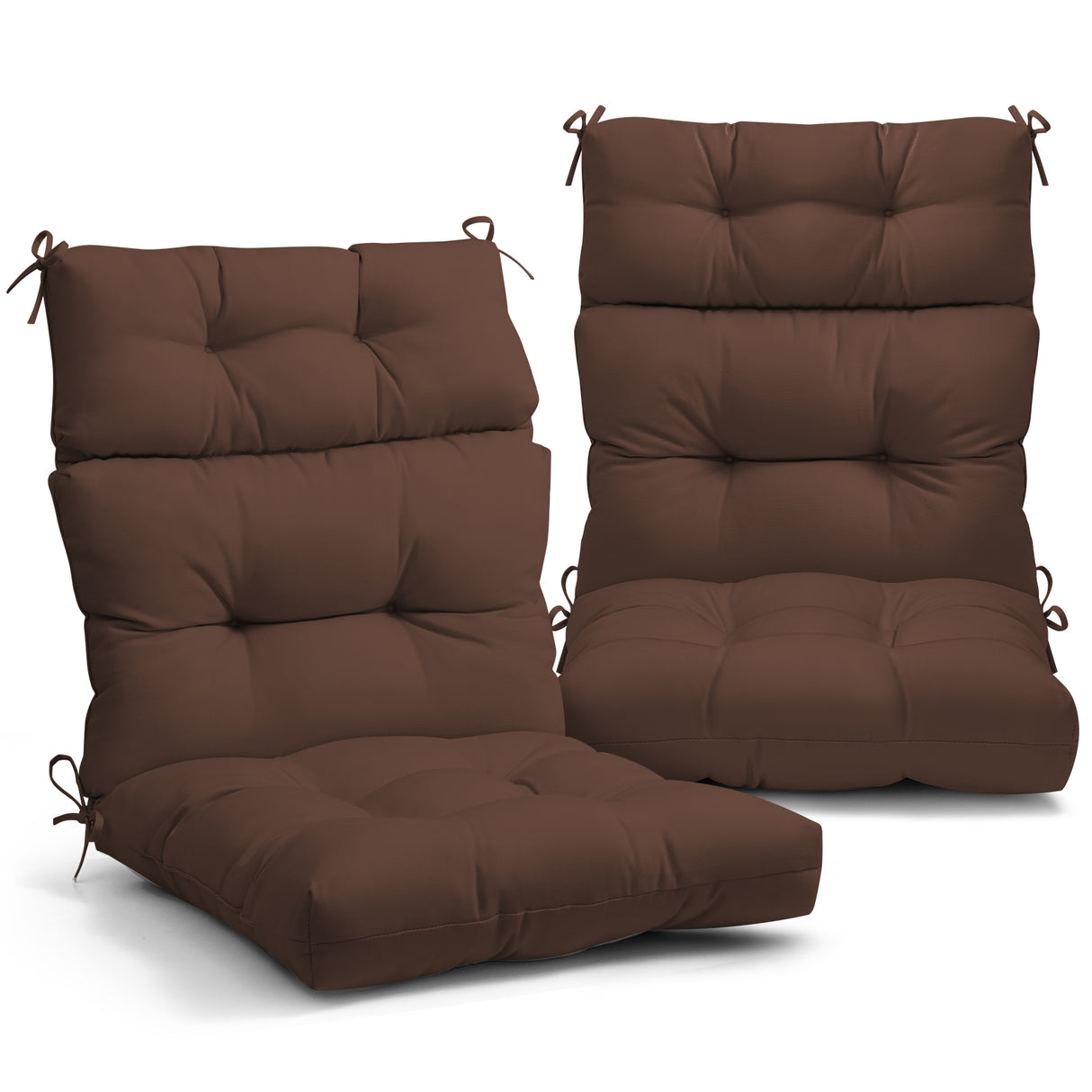 Tufted Outdoor/Indoor High Back Patio Chair Cushion, 2 Pack, 46'' x 22''