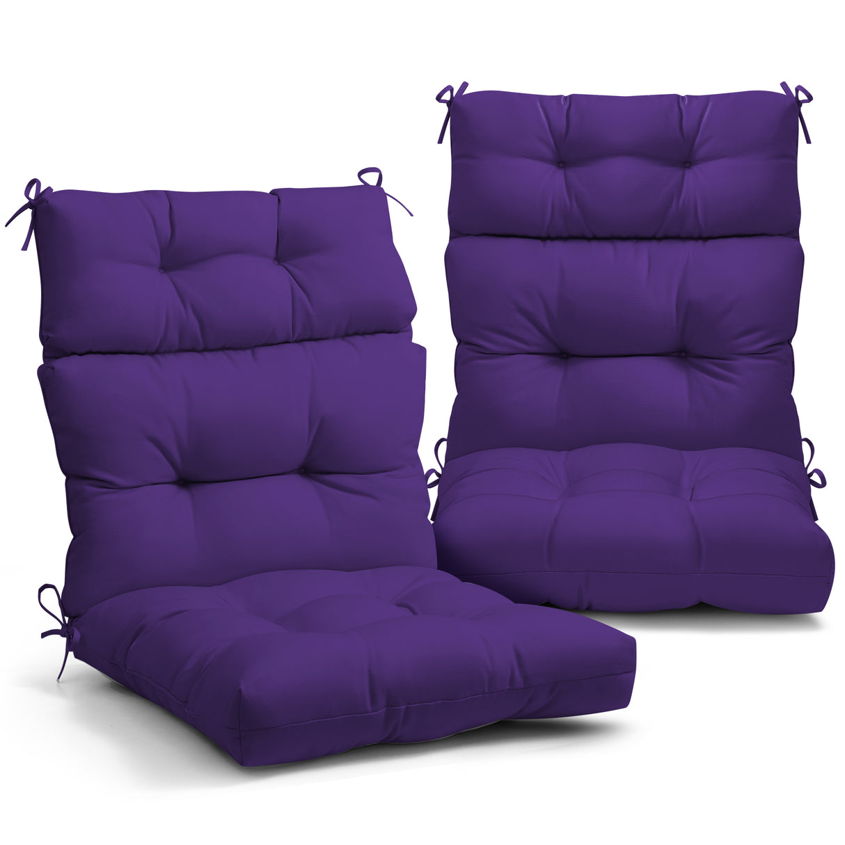 Tufted Outdoor/Indoor High Back Patio Chair Cushion, 2 Pack, 46'' x 22''