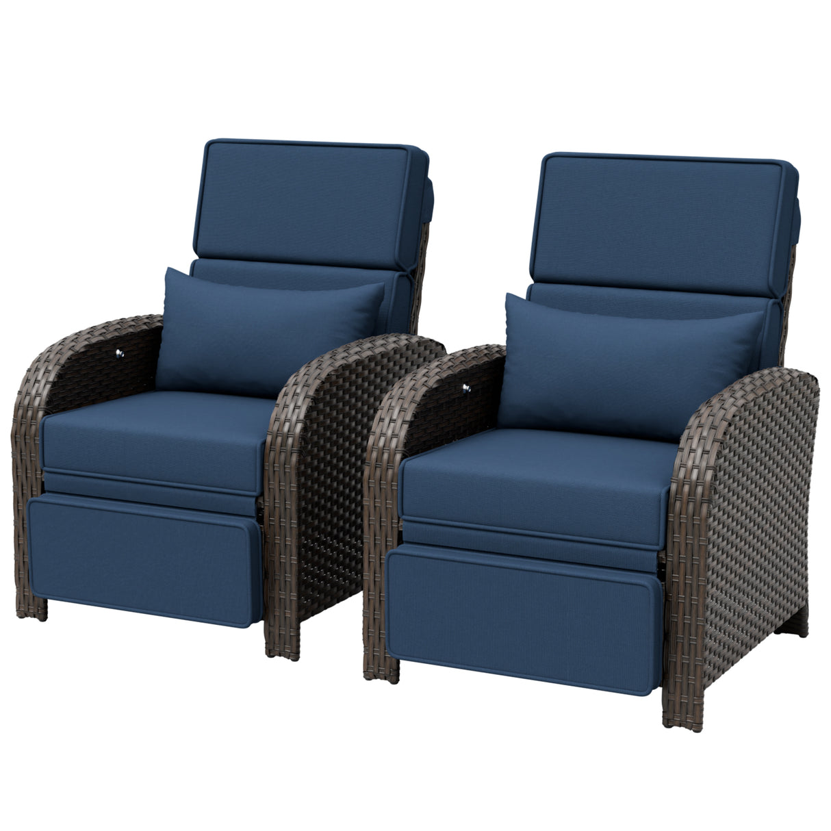 Outdoor Wicker Recliner Chair with Footrest