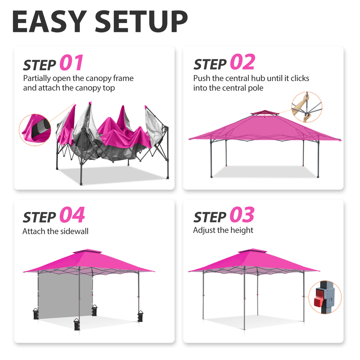 13x13 Pop Up Canopy Tent With Sidewall