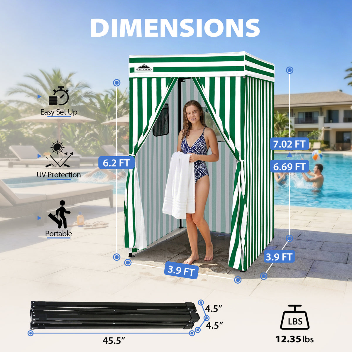 4x4 Pop Up Changing Tent, Flat Top Changing Room