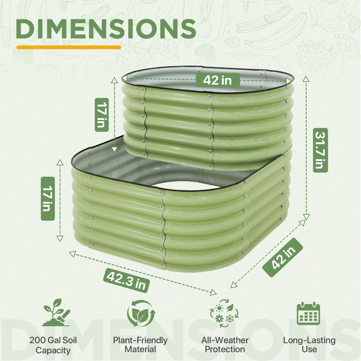 2 - Tier Raised Garden Bed Planters, Coated Metal Raised Bed - Eagle Peak®