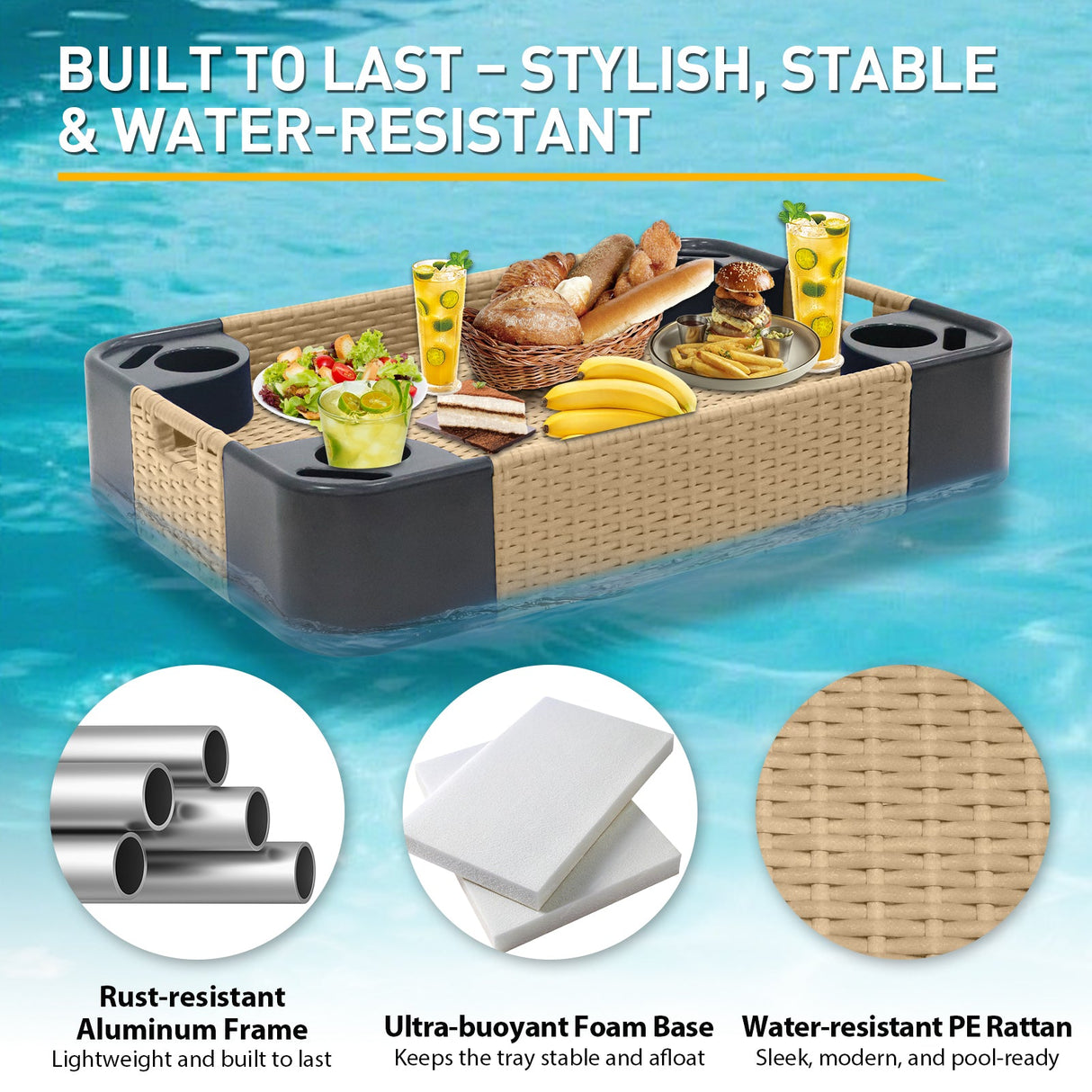 24”x24” Square/35”x24” Rectangular Floating Tray for Pool and Hot Tub - Eagle Peak®