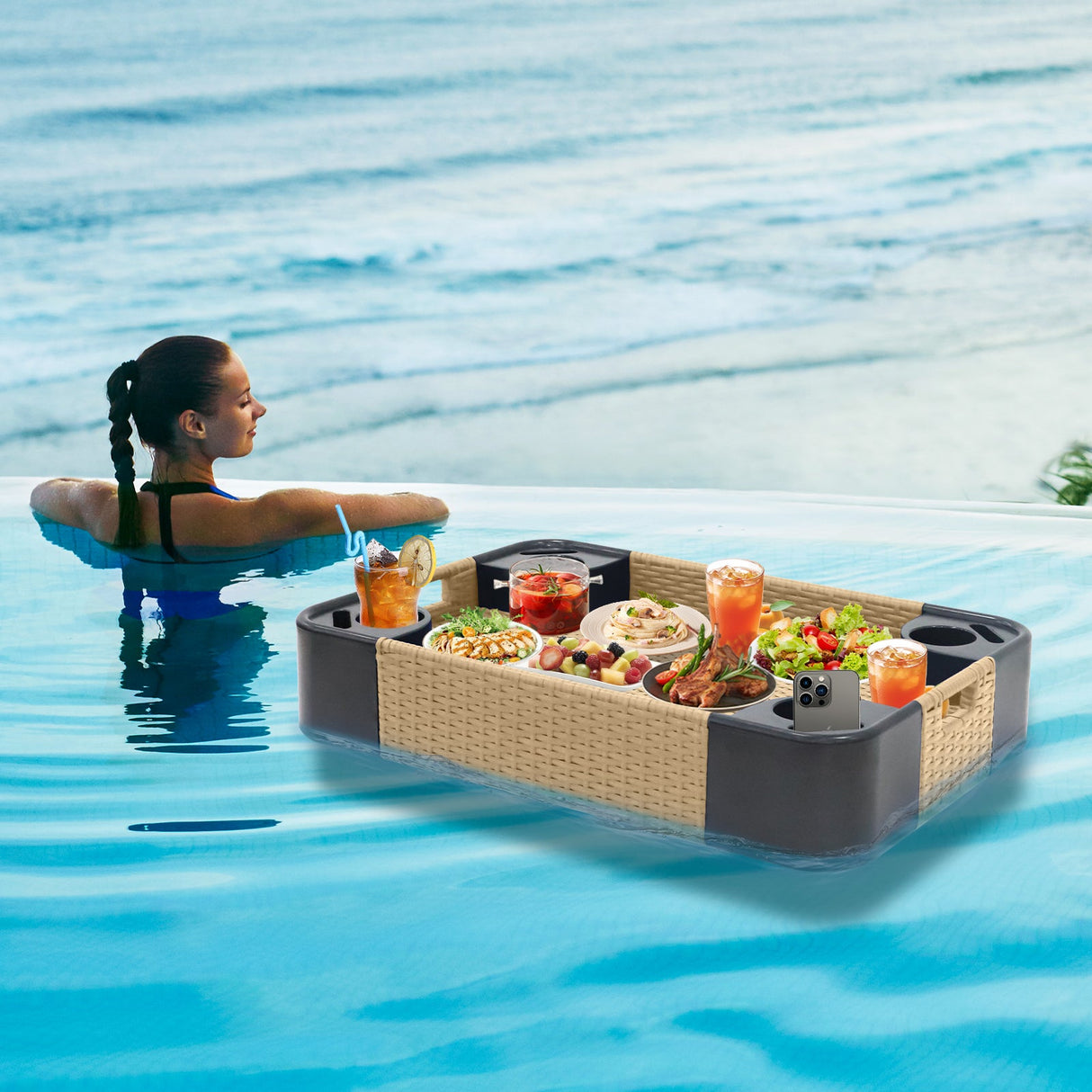 24”x24” Square/35”x24” Rectangular Floating Tray for Pool and Hot Tub - Eagle Peak®