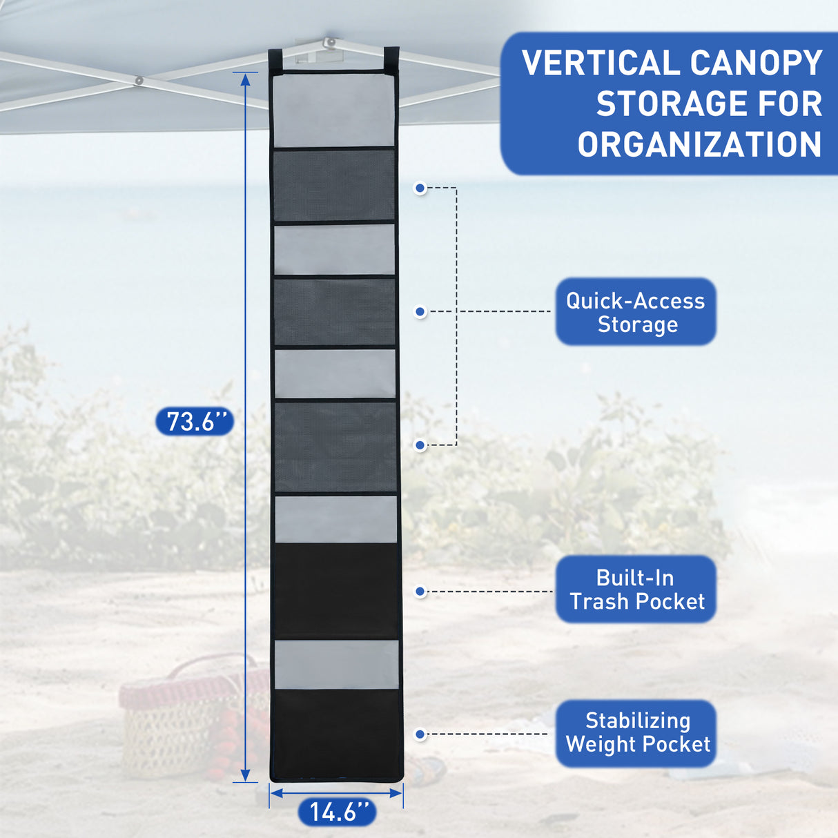 Hanging Storage Organizer for Canopy or Camping, Black