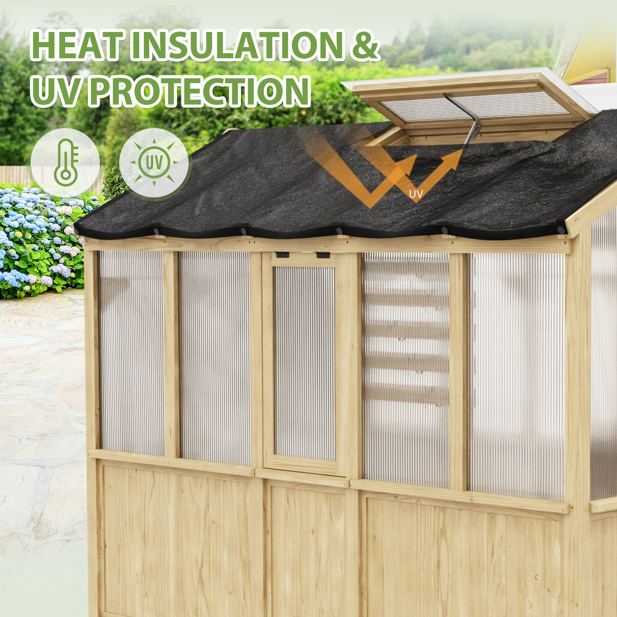 Shade Cloth for EAGLE PEAK 6.7x6x7.7 ft/6.7x7.8x7.7 ft/6.7x9.7x7.7 ft Wood Greenhouse