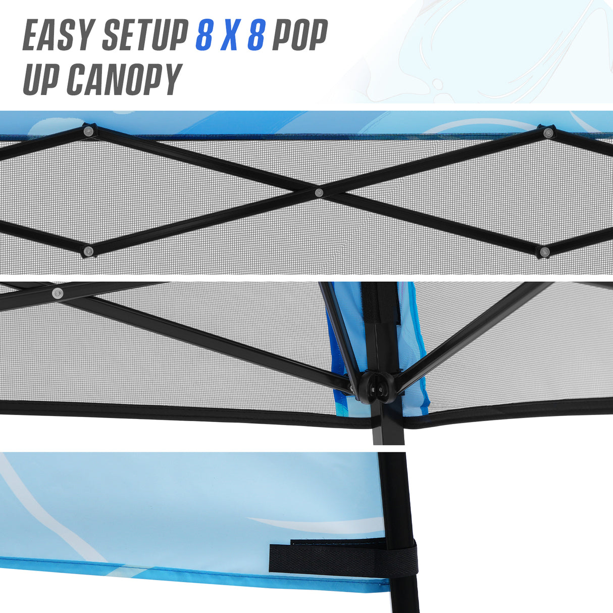 8x8 Backpack Pop Up Canopy Tent w/ Sidewall 8x8 Base 6x6 Top, Unique Printing Fabric